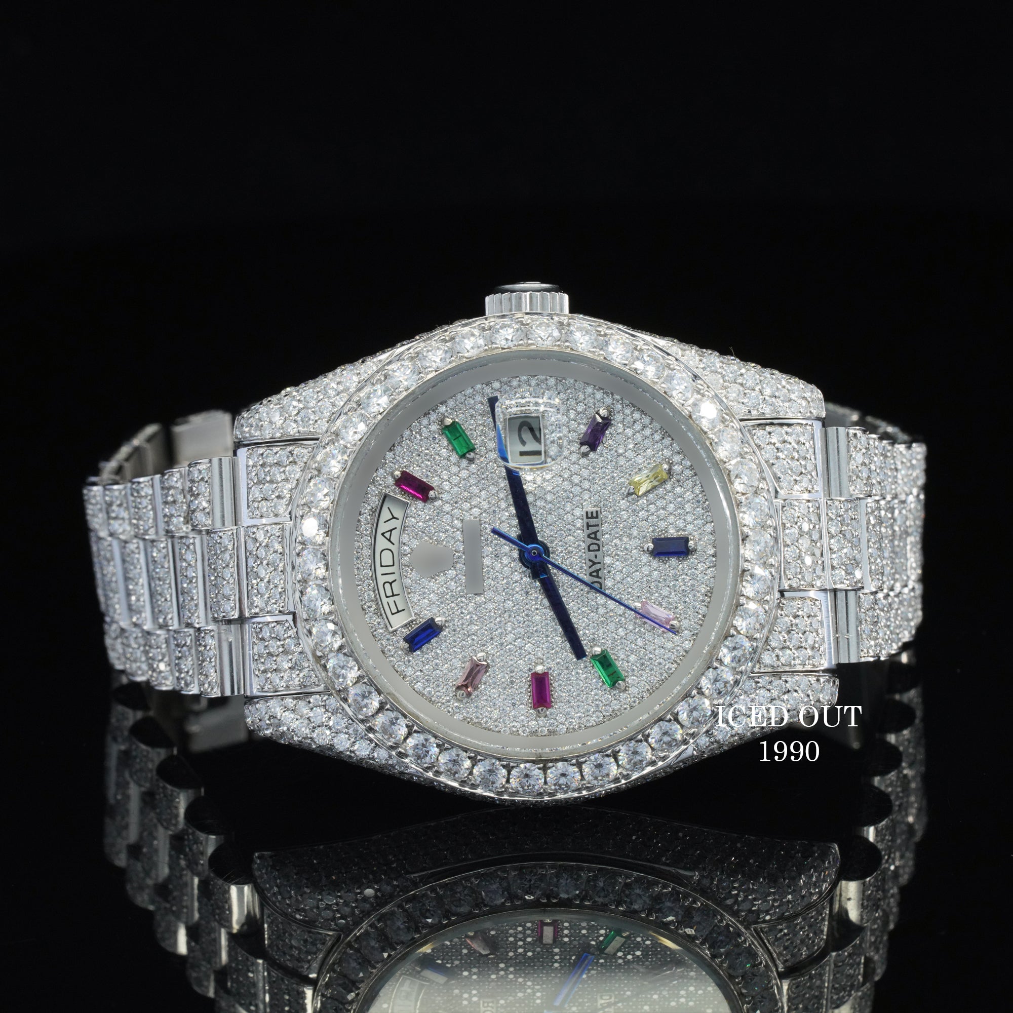 Amazing Moissanite Iced Out Watch Hip Hop Automatic Bust Down Watch