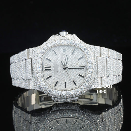 Moissanite Watch Automatic Hip Hop Iced Out Bust Down Watch For Rapper