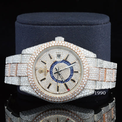 Moissanite Iced Out Watch Sapphire Crystal Automatic Movement