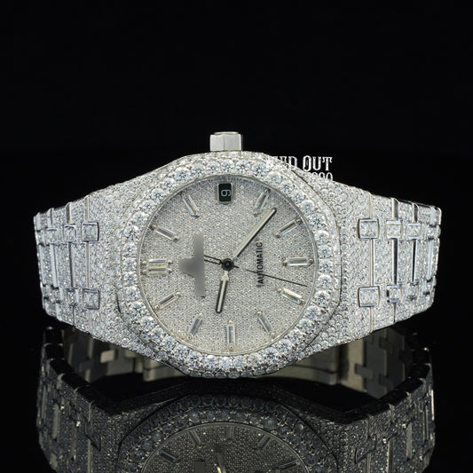Moissanite Iced Out Watch Automatic Sapphire Crystal Glass