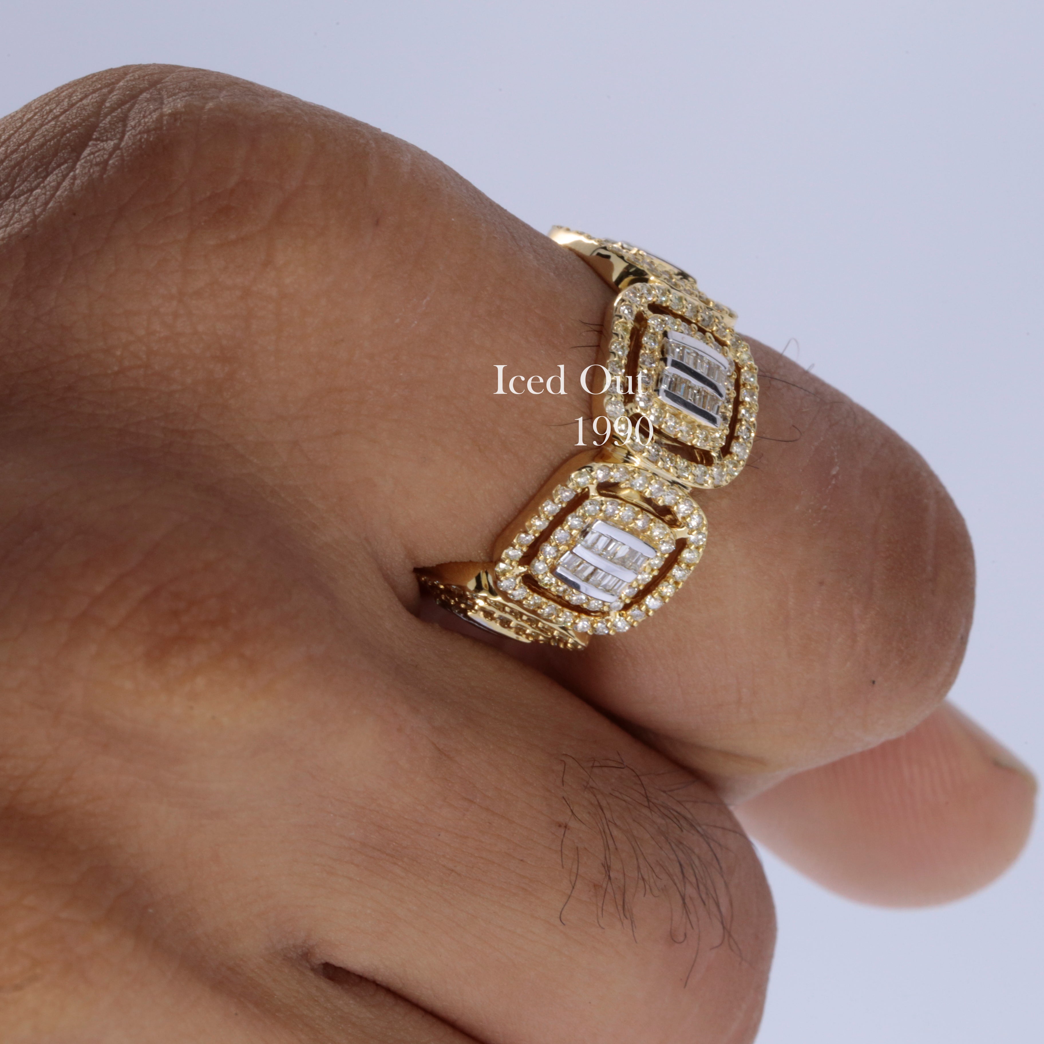 Luxuries Round And Baguette Shape Moissanite Hip Hop Ring For Women