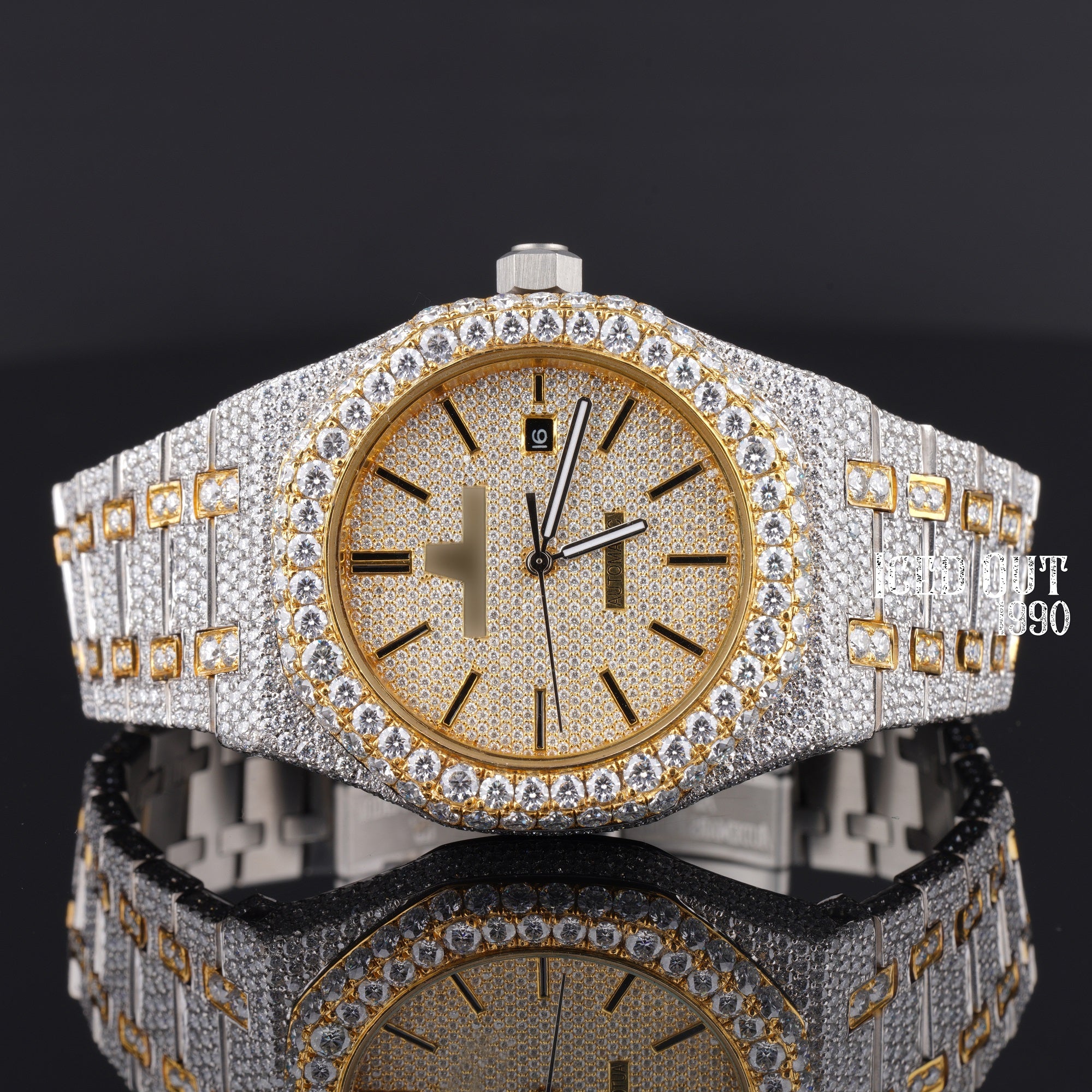 Moissanite Diamond Sapphire Crystal Fully Iced Out Watch