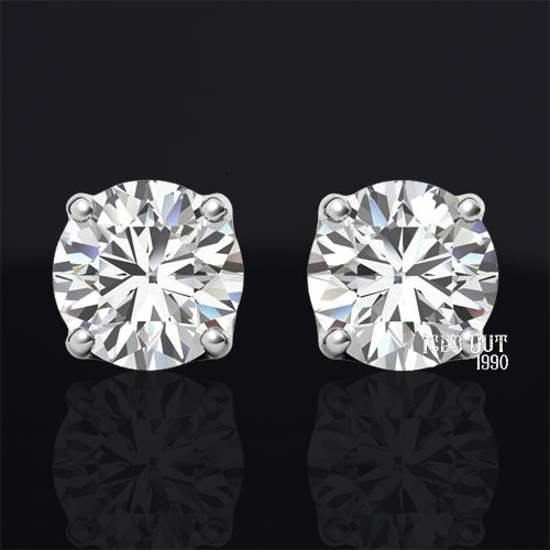 1 Carat Moissanite 10K White Gold Push Back Stud Earrings