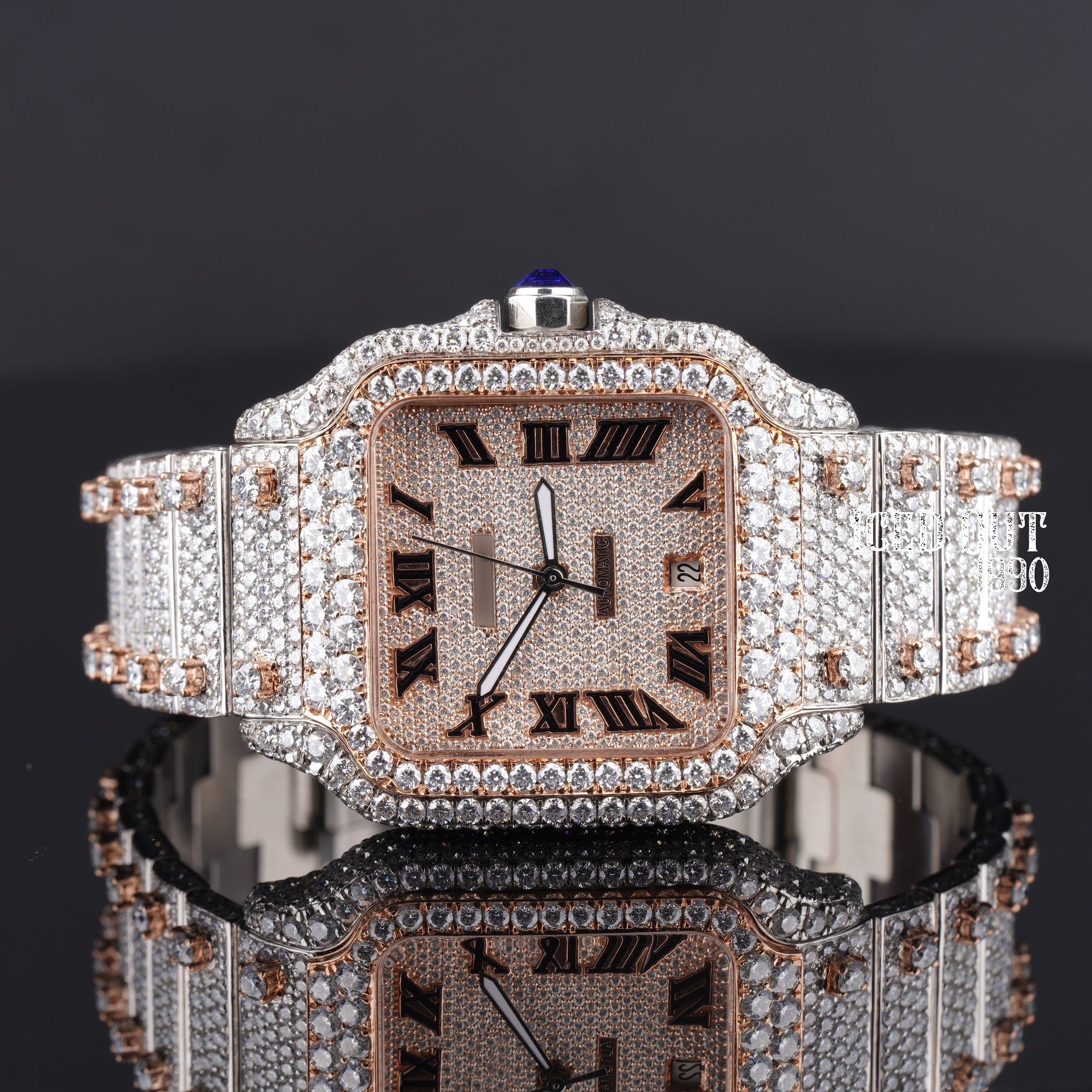 Two Tone Iced Out Moissanite Diamond Hip Hop Watch