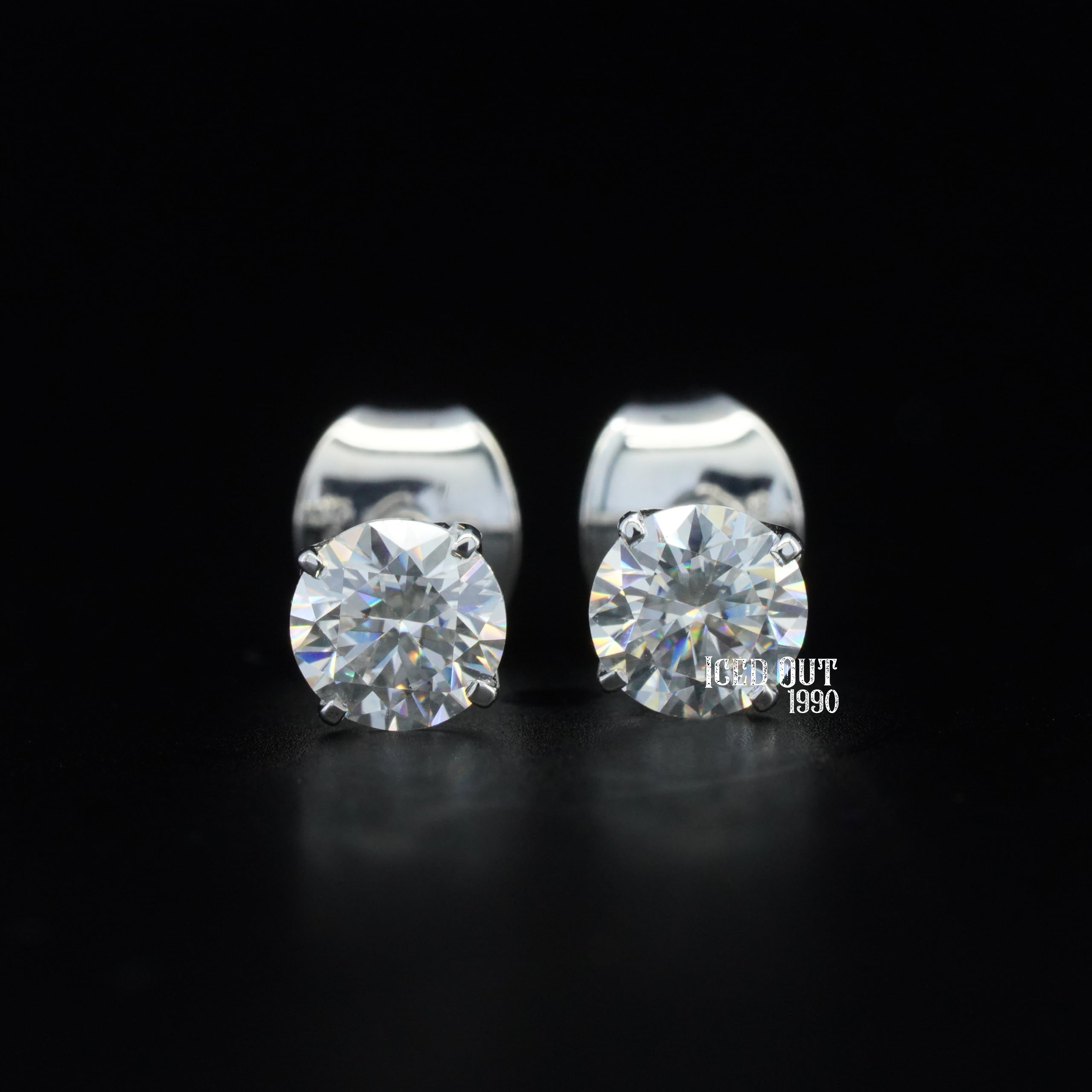 0.90 Carat Moissanite 925 Sterling Silver Push Back Stud Earrings