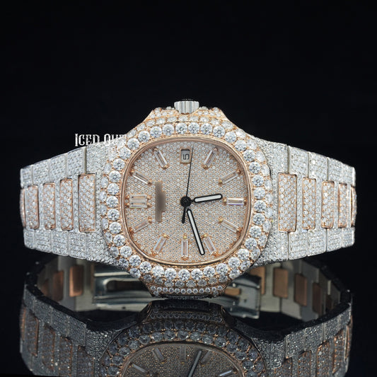 Moissanite Watch Automatic Hip Hop Iced Out Watch Sapphire Crystal Glass