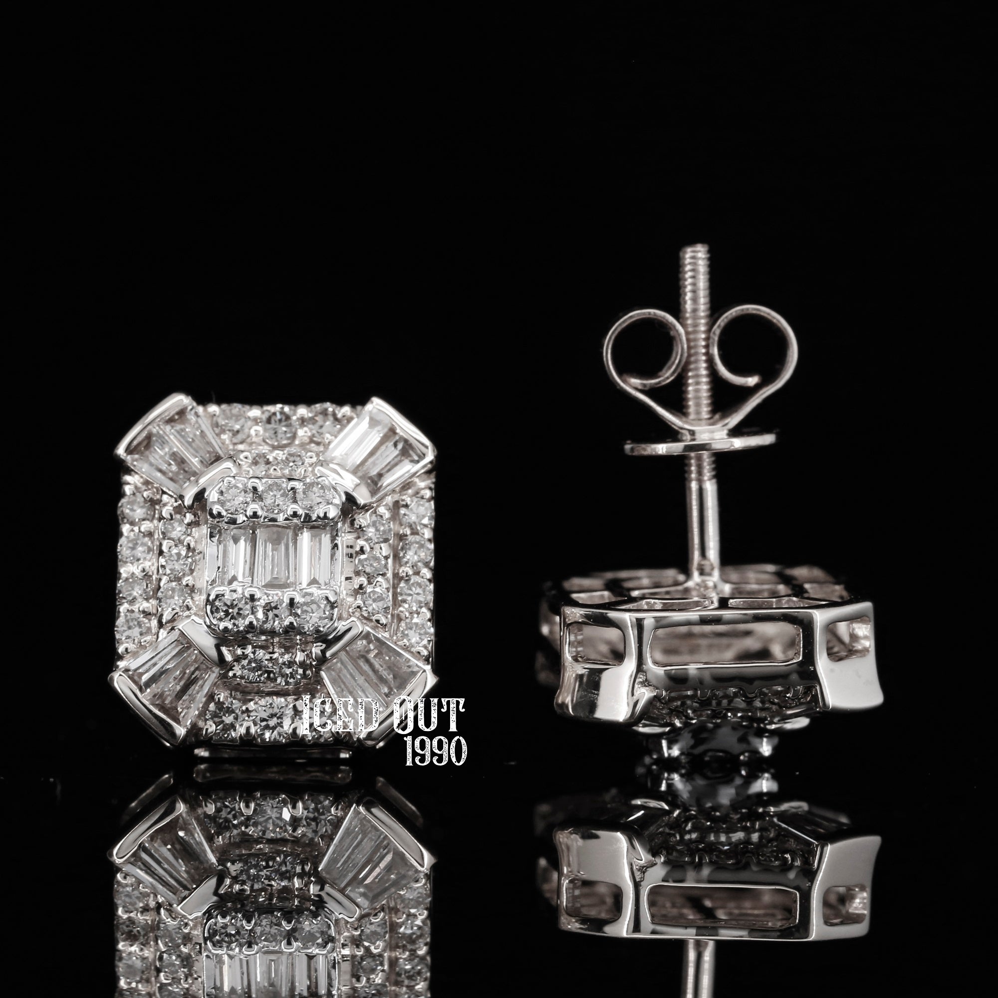 1.42 Carat Moissanite Hip Hop Stud Earrings For Men