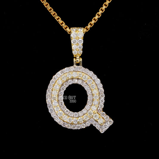 Round Cut Moissanite Iced Out Q Initial Hip Hop Pendant