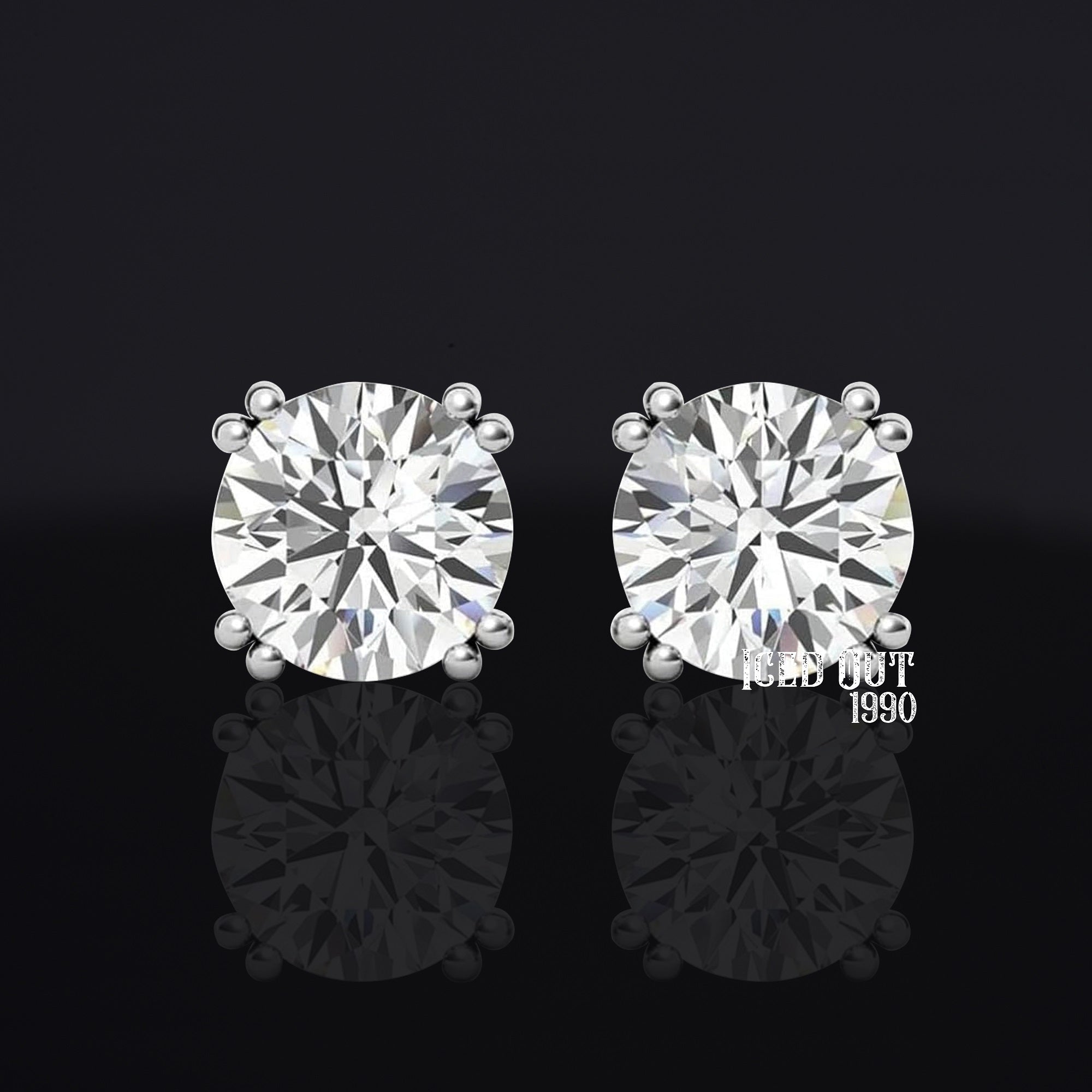 1.50 Carat Moissanite Stud Earrings 925 Sterling Silver Push Back Finding