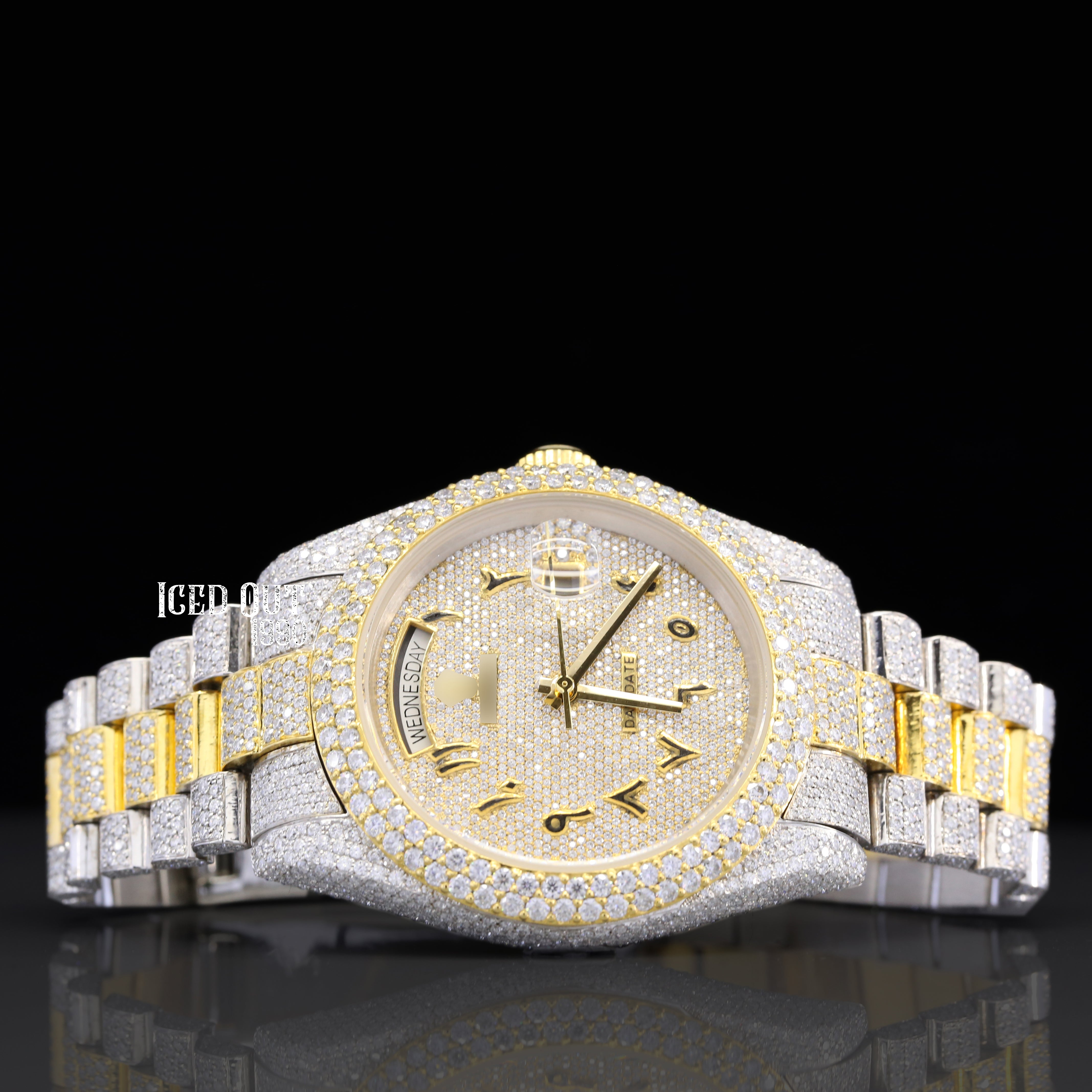 Moissanite Iced Out Watch Sapphire Crystal Automatic Movement