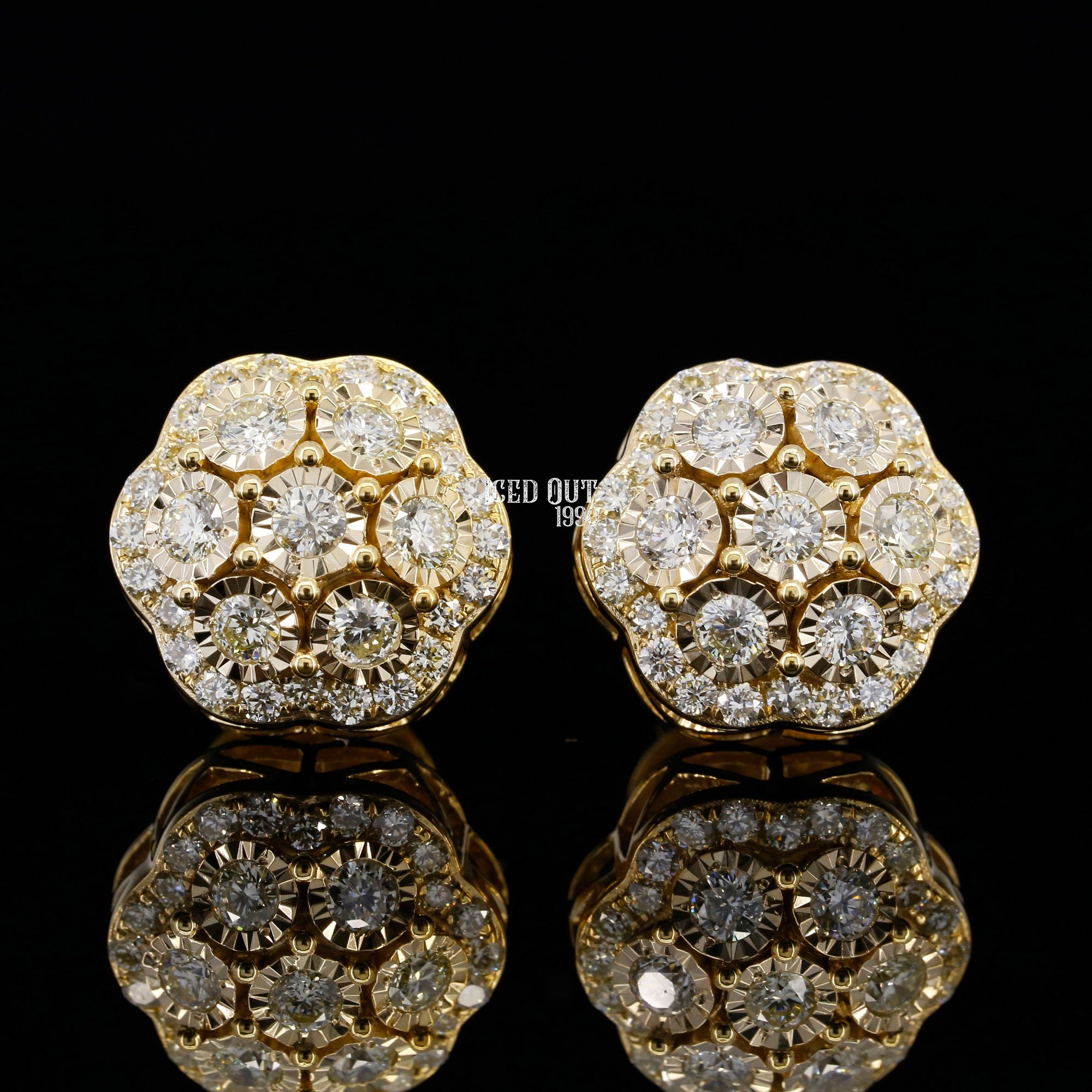 Floral Halo Moissanite Stud Earrings For Women