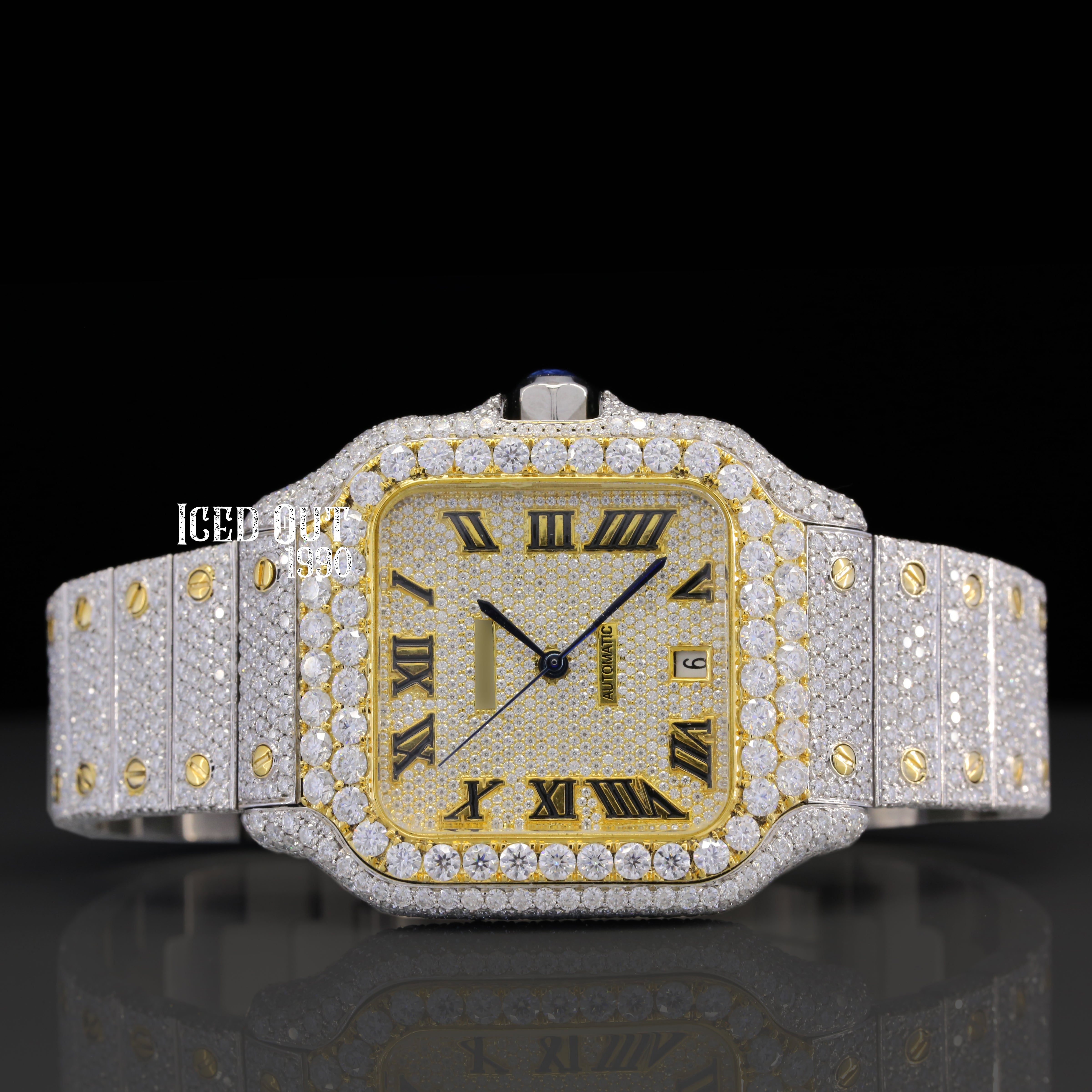 Moissanite Watch Hip Hop Iced Out Watch Automatic Movement