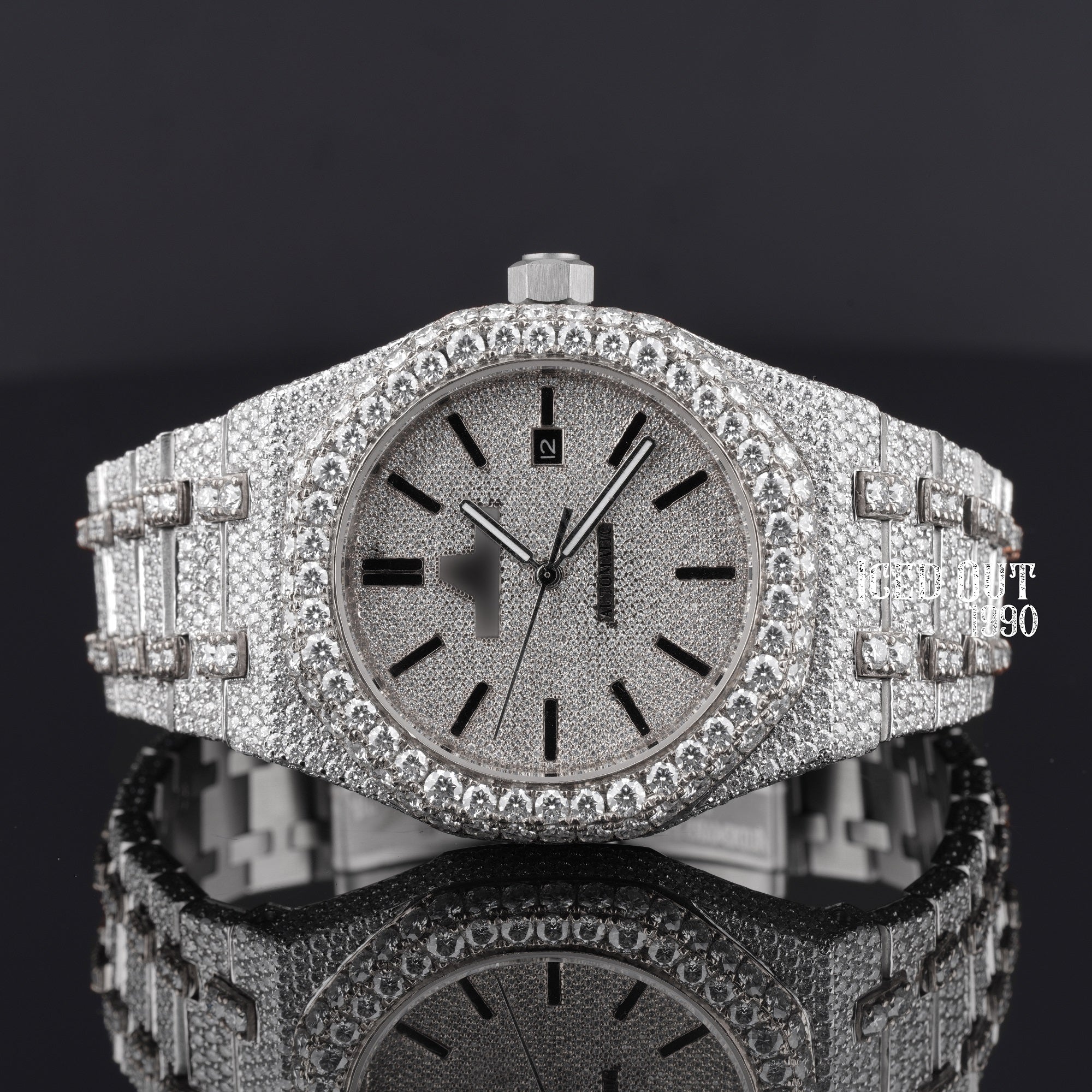 Luxuries Moissanite Crystal Fully Iced Out Diamond Watch