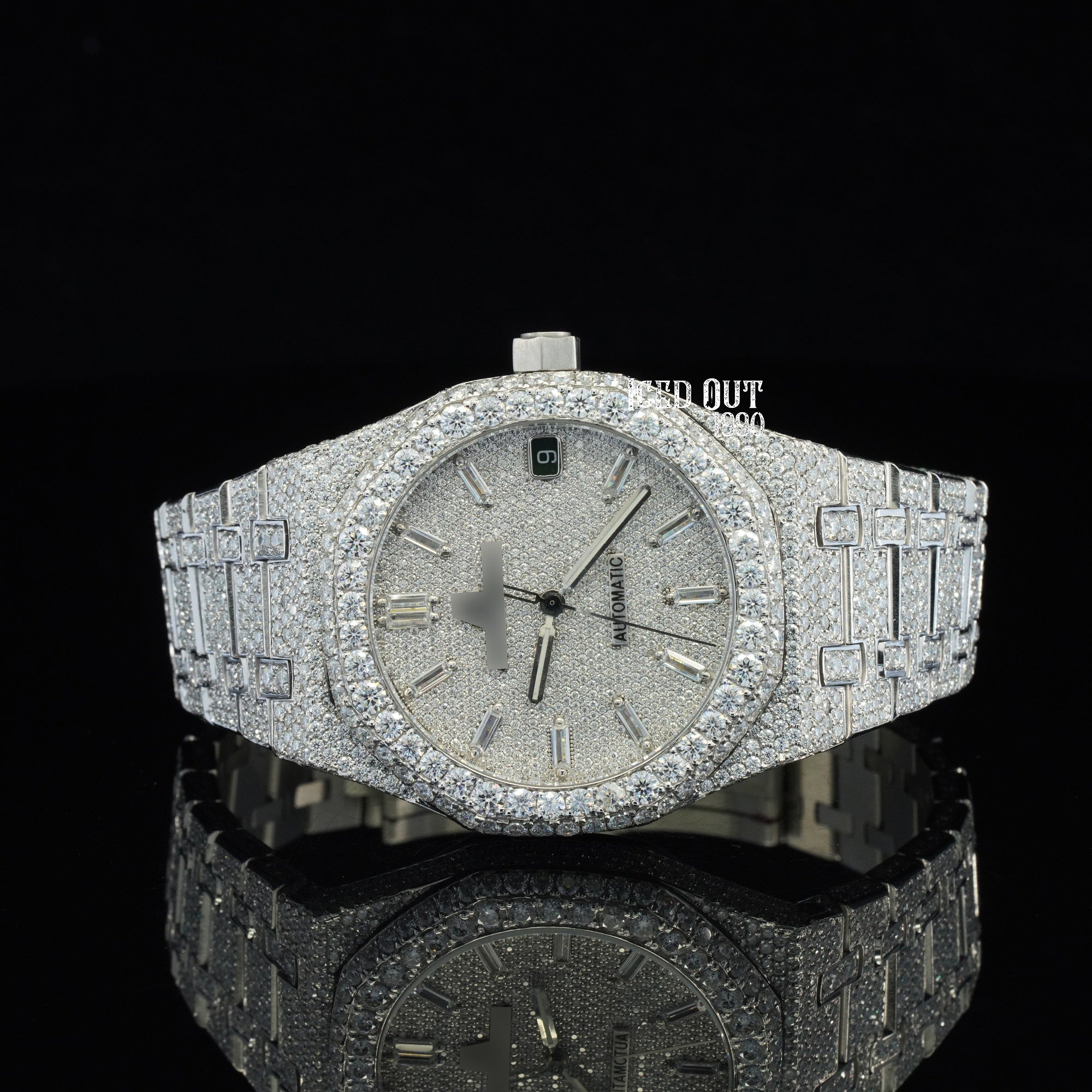 Moissanite Iced Out Watch Automatic Sapphire Crystal Glass