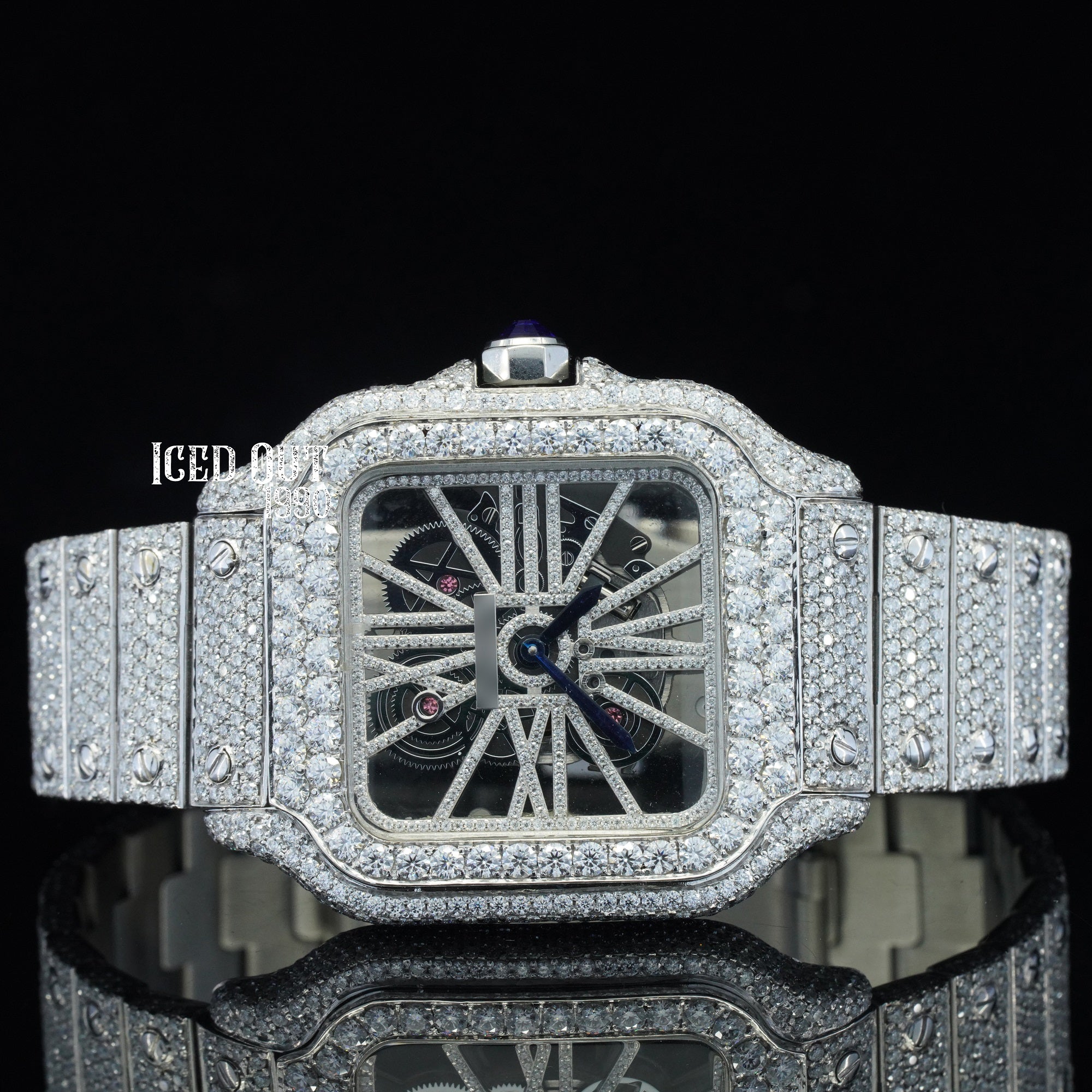 Moissanite Iced Out Watch For Men Square Dial Automatic Watch