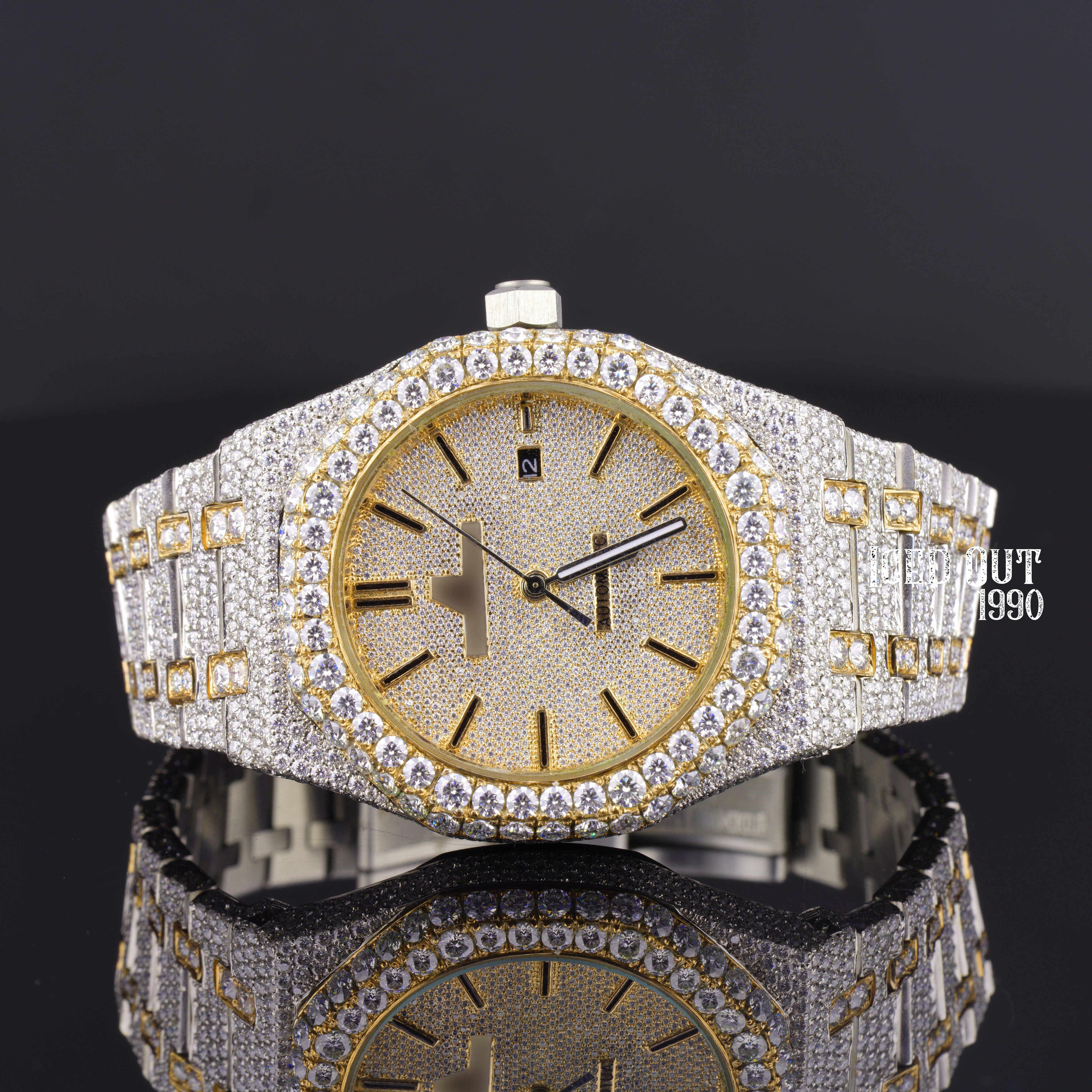 Luxuries Moissanite Diamond Hip Hop Iced Out Watch Two Tone Watch