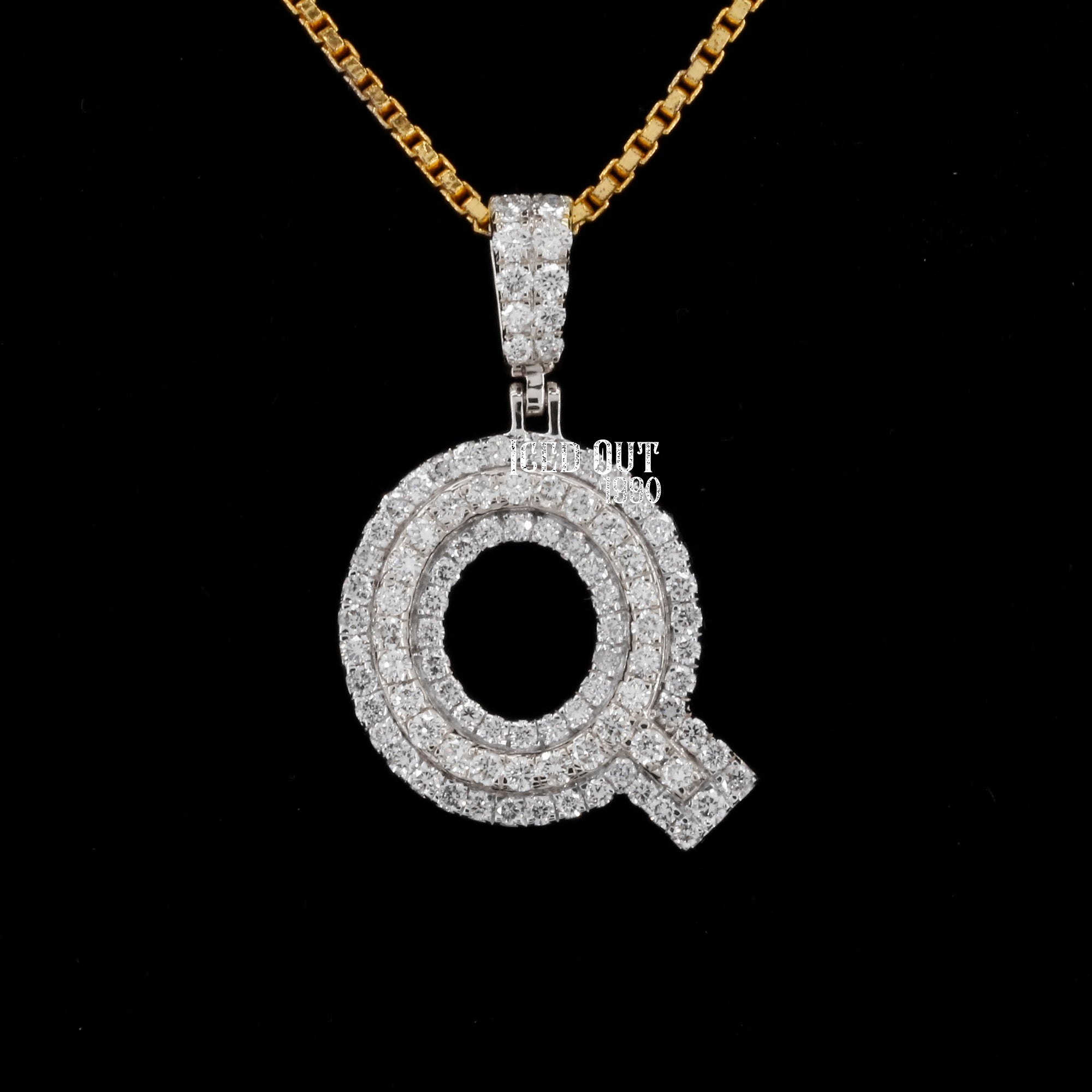 Round Cut Moissanite Iced Out Q Initial Hip Hop Pendant