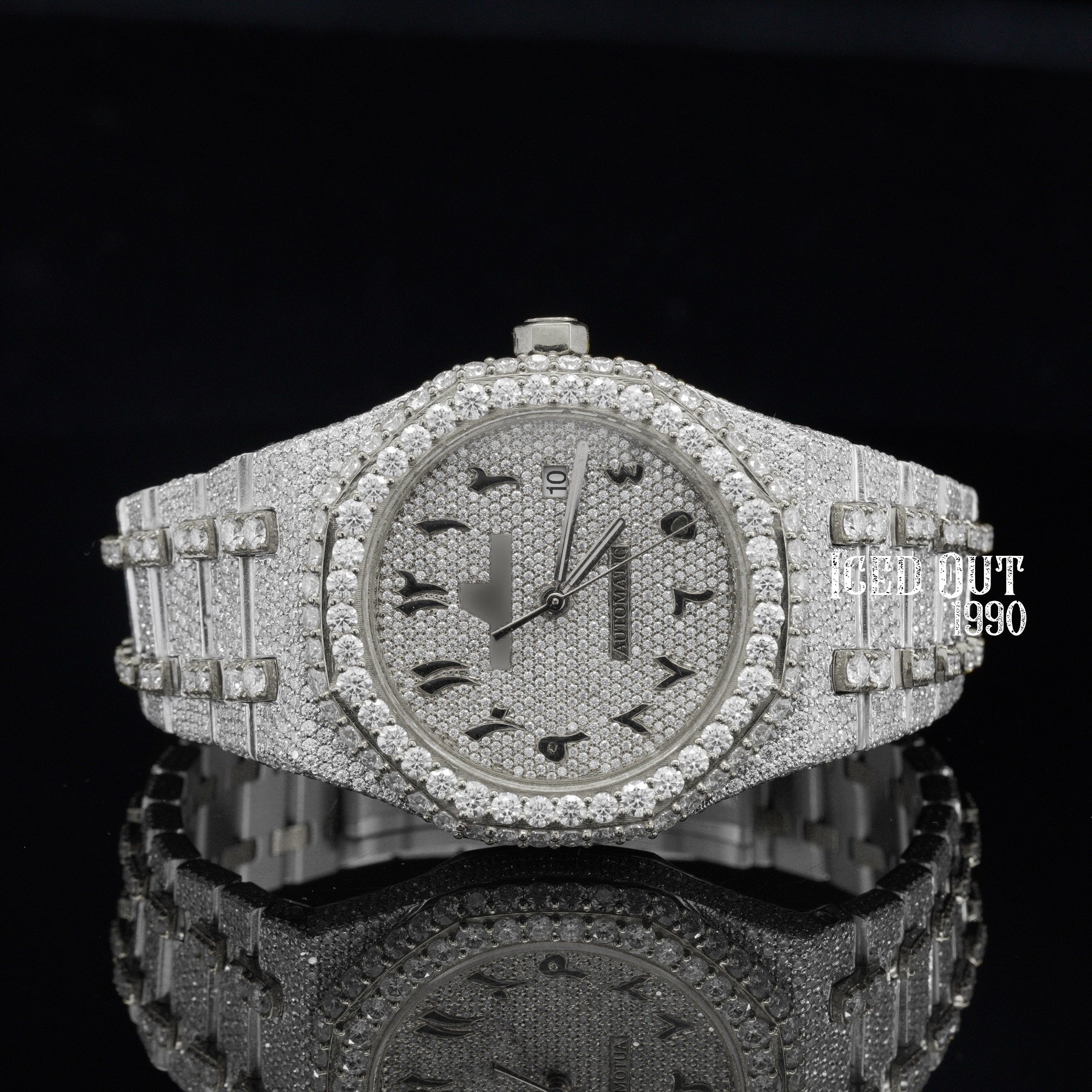 Automatic Moissanite Watch Sapphire Crystal Iced Out Watch