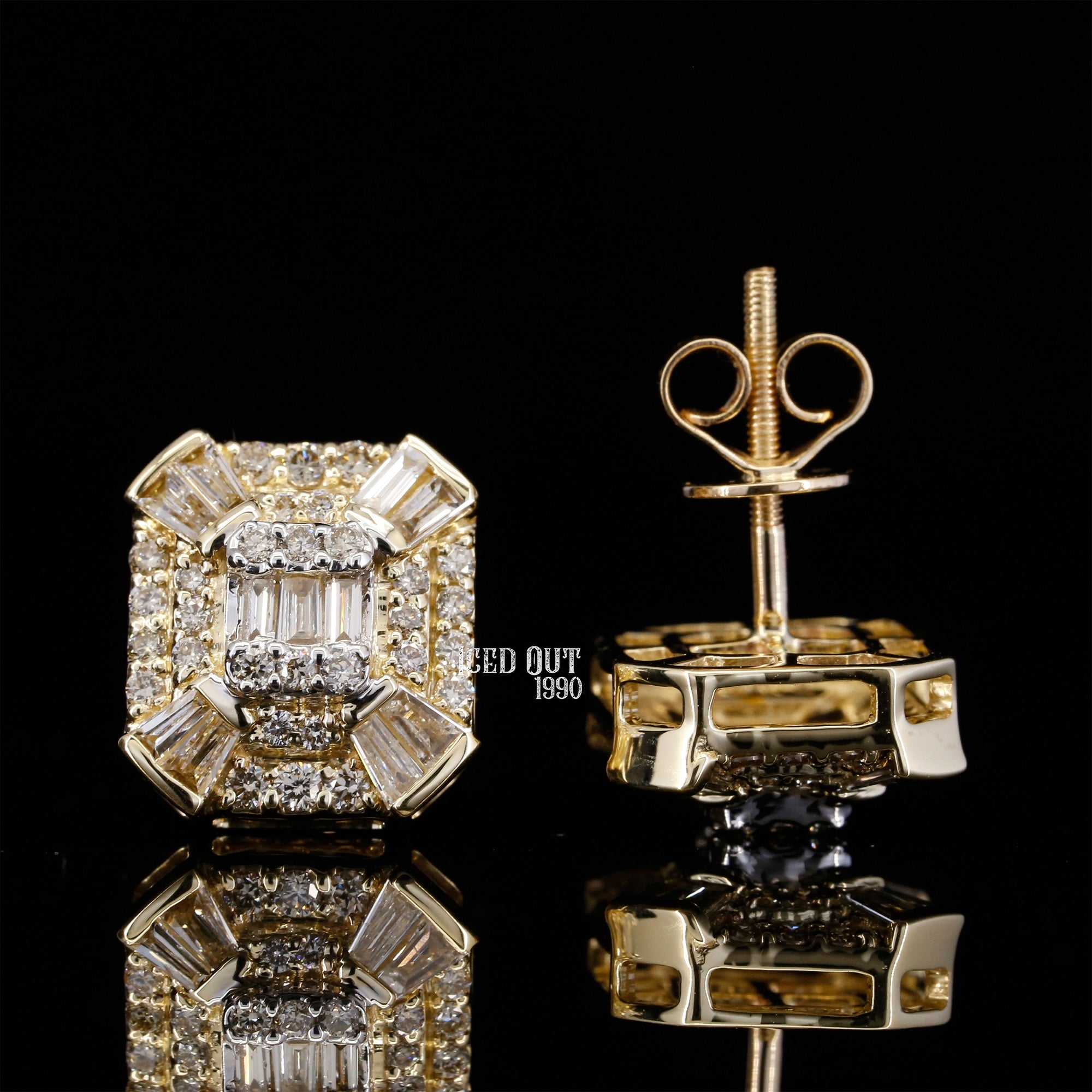 1.42 Carat Moissanite Hip Hop Stud Earrings For Men