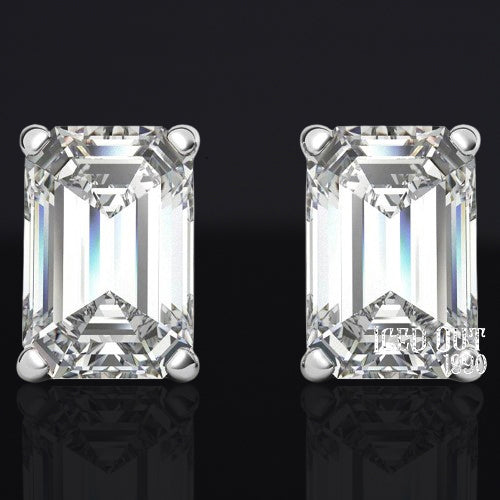 1.30 Carat Moissanite 10K White Gold Push Back Stud Earrings