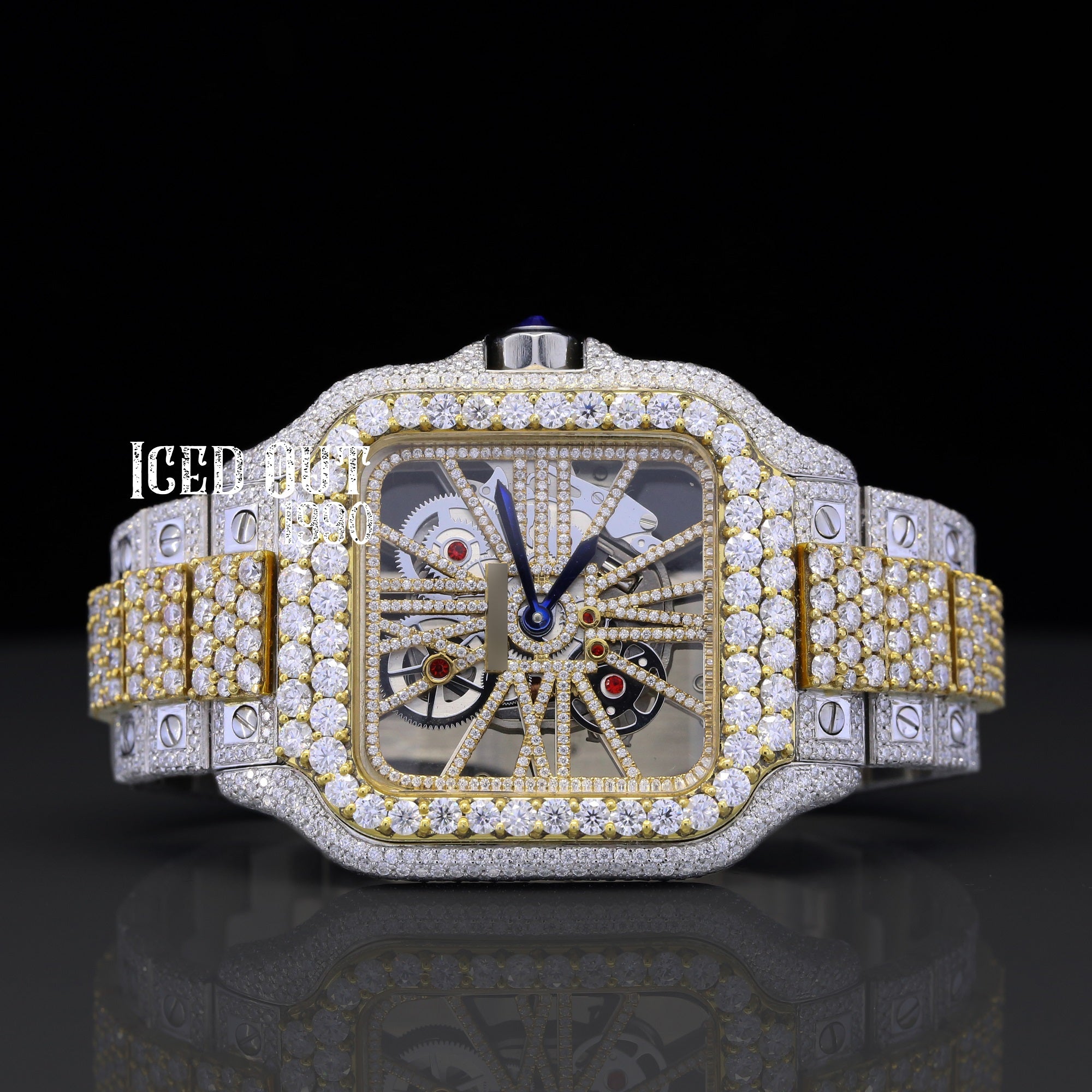 Moissanite Watch For Men Hip Hop Iced Out Watch Sapphire Crystal Glass