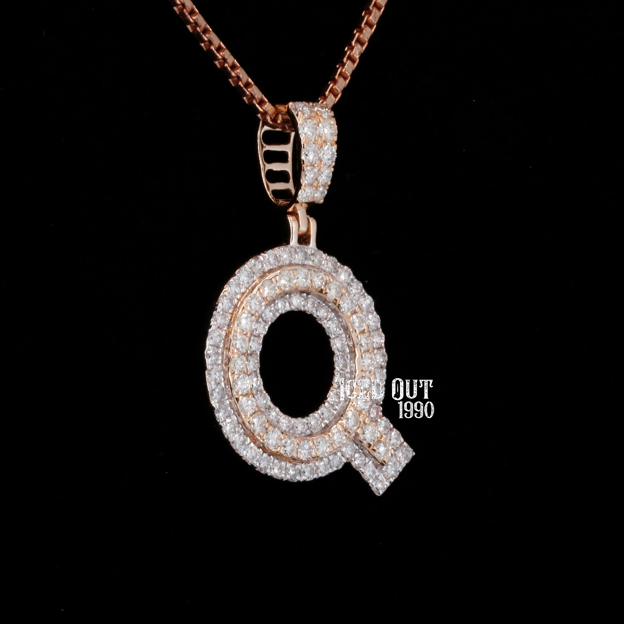 Round Cut Moissanite Iced Out Q Initial Hip Hop Pendant