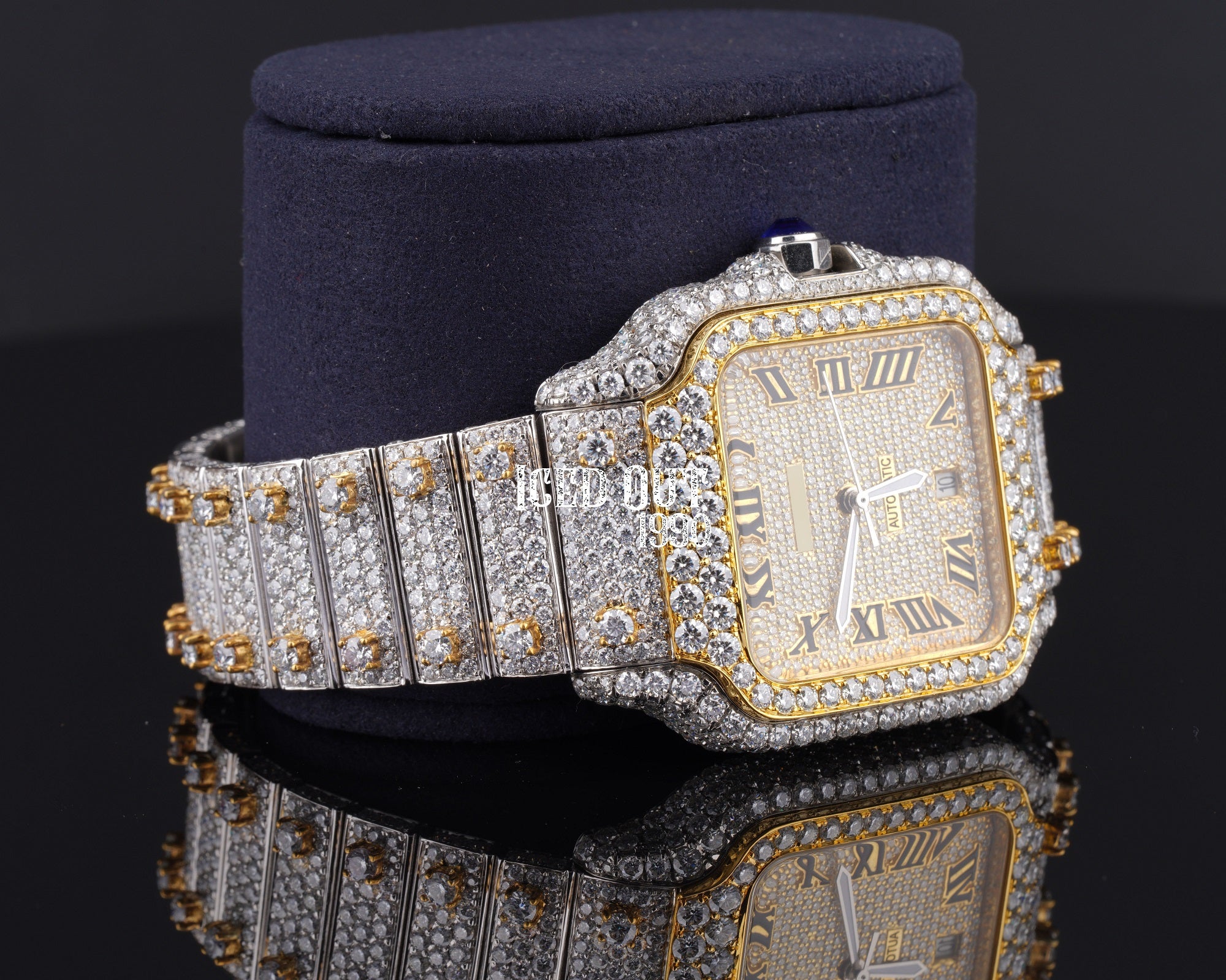 Two Tone Iced Out Moissanite Diamond Hip Hop Watch