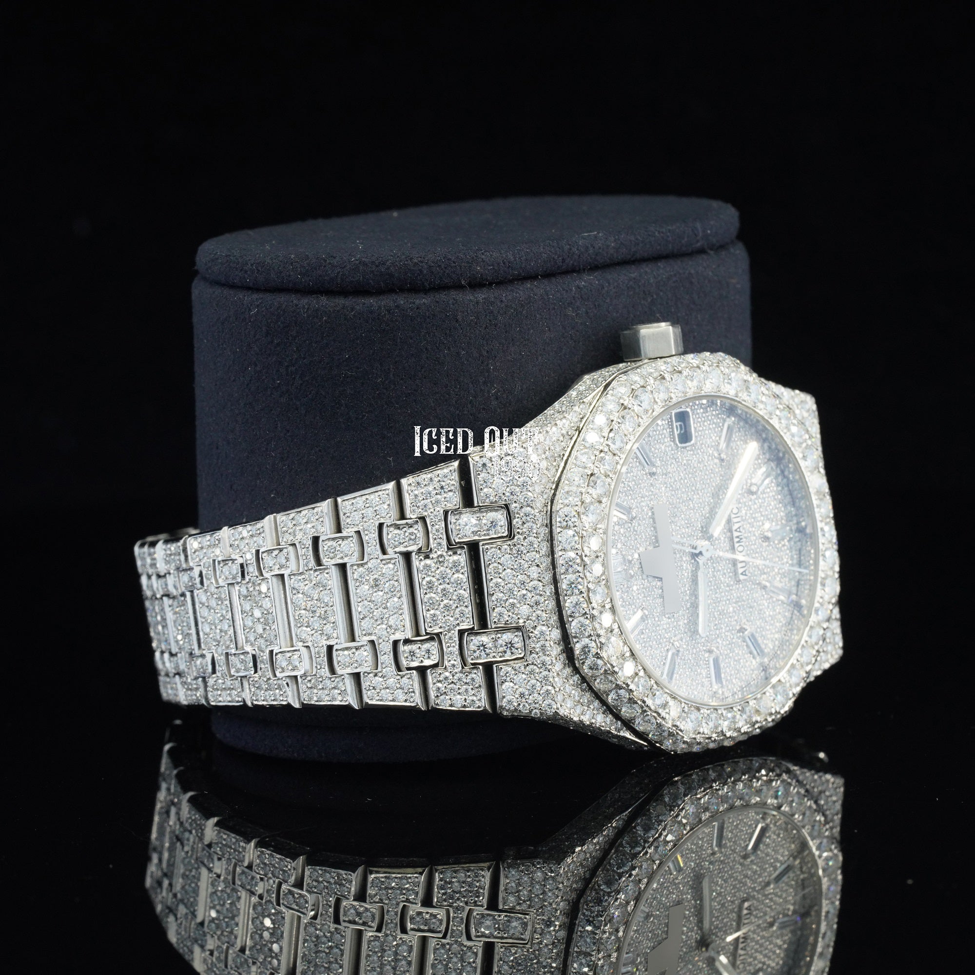 Moissanite Iced Out Watch Automatic Sapphire Crystal Glass