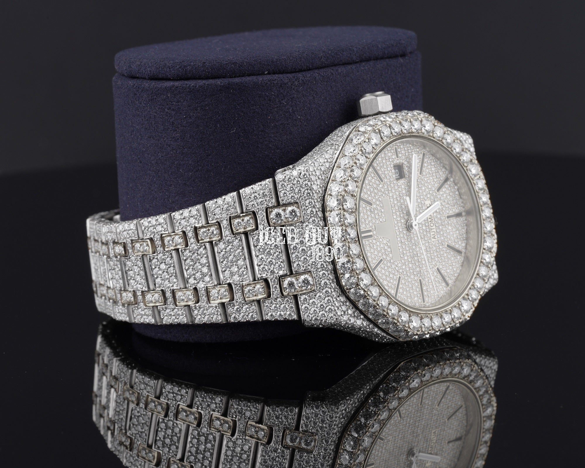 Moissanite Diamond Sapphire Crystal Fully Iced Out Watch