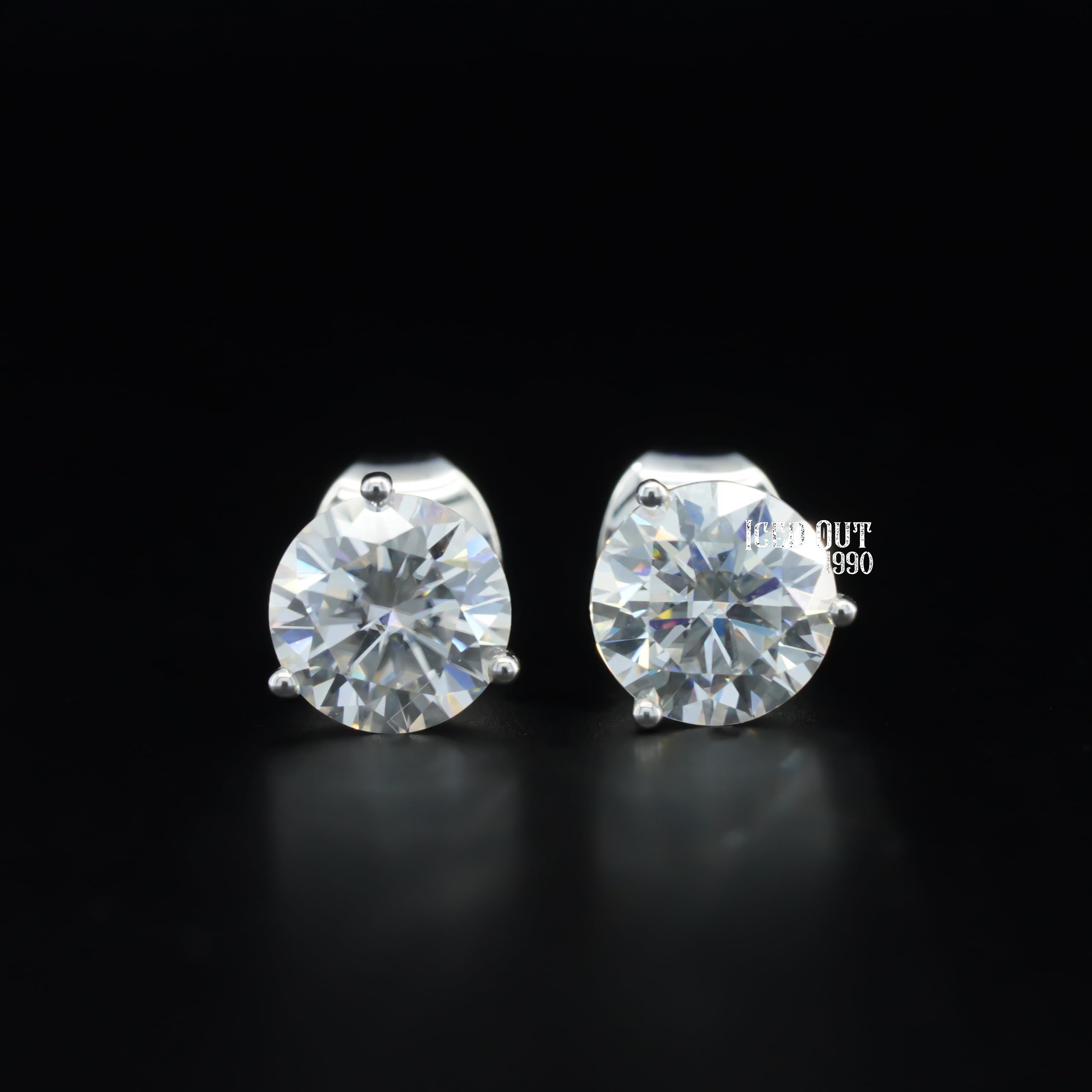 Martini 2 Carat Moissanite Stud Earrings 925 Sterling Silver Push Back Finding