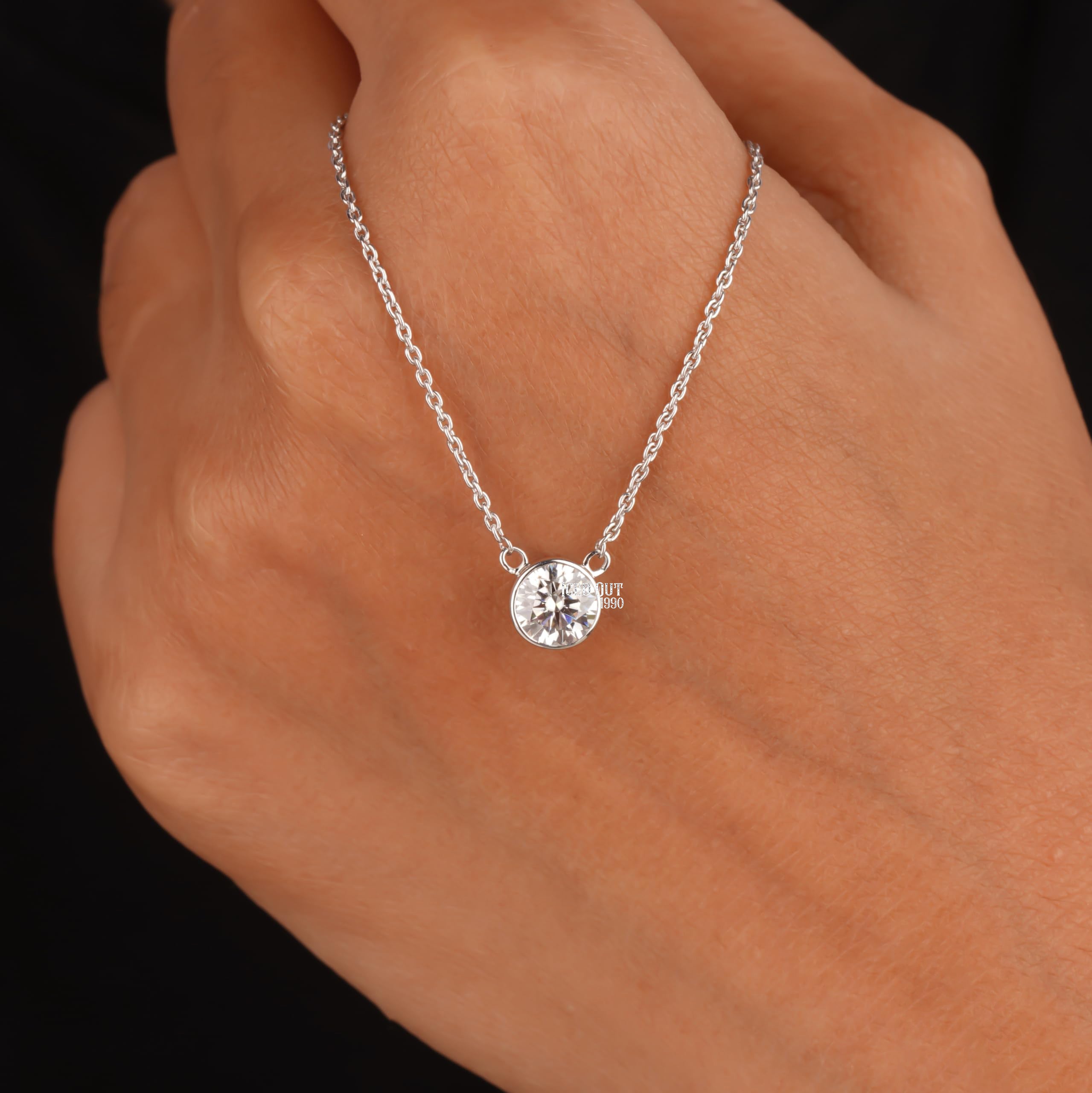 1 Carat Moissanite Pendant Necklace For Women 925 Sterling Silver