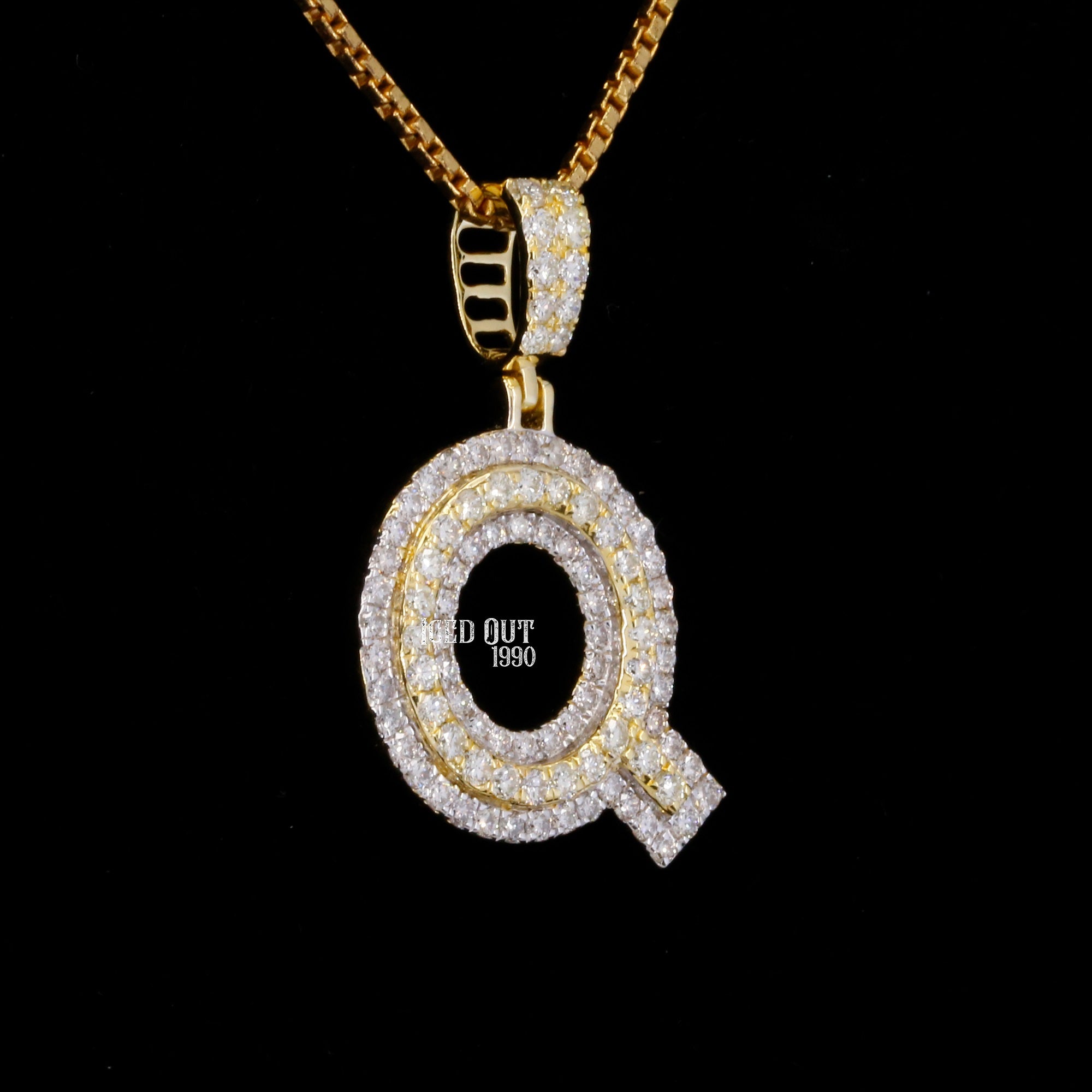 Round Cut Moissanite Iced Out Q Initial Hip Hop Pendant