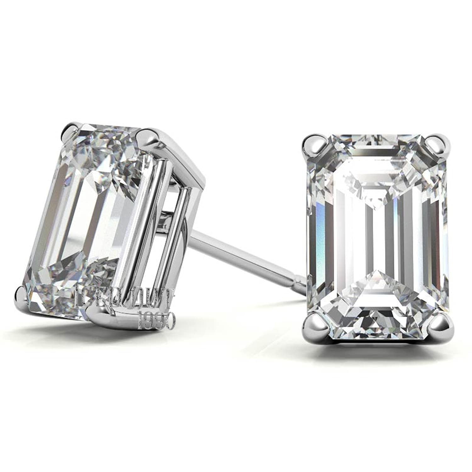 1.30 Carat Moissanite 10K White Gold Push Back Stud Earrings