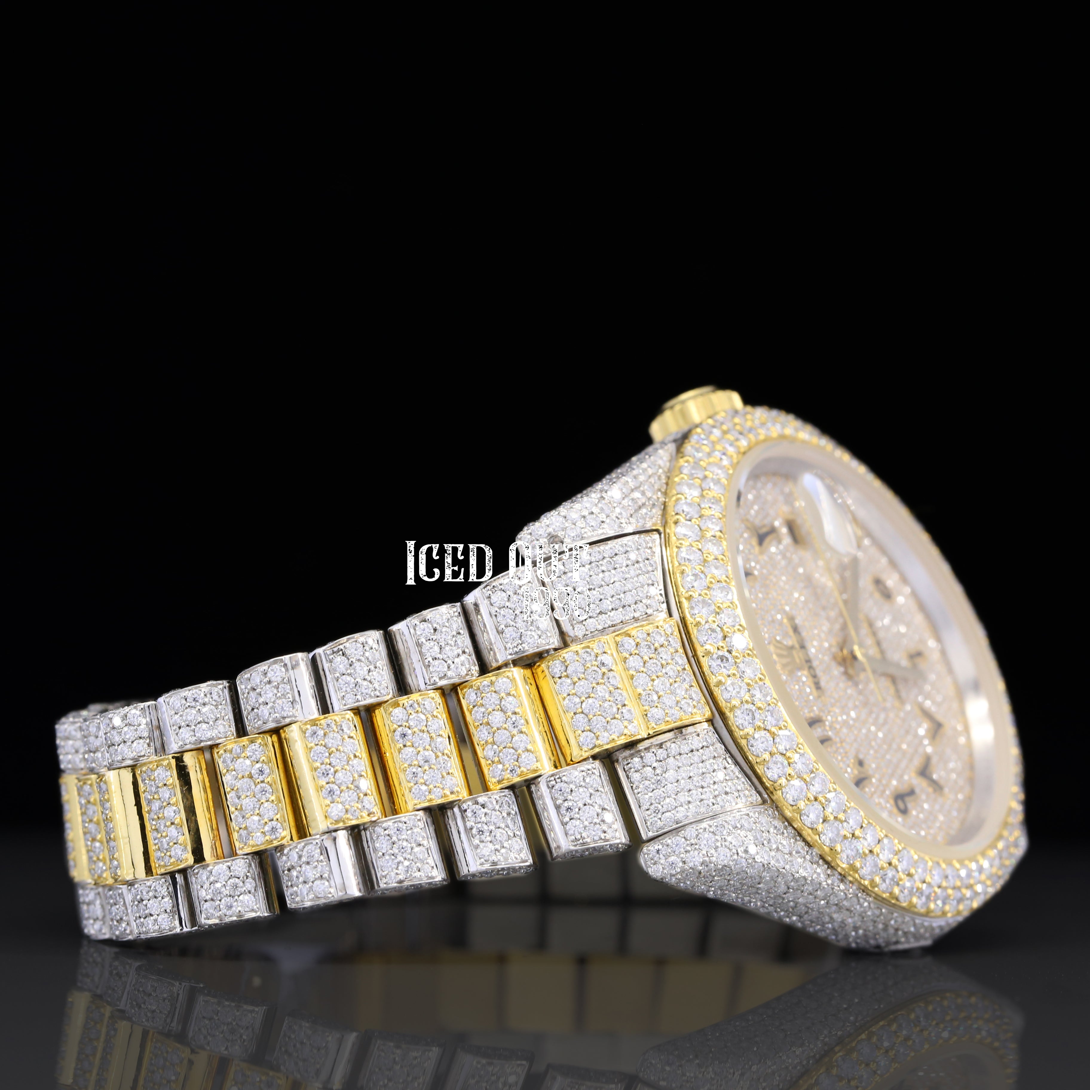 Moissanite Iced Out Watch Sapphire Crystal Automatic Movement