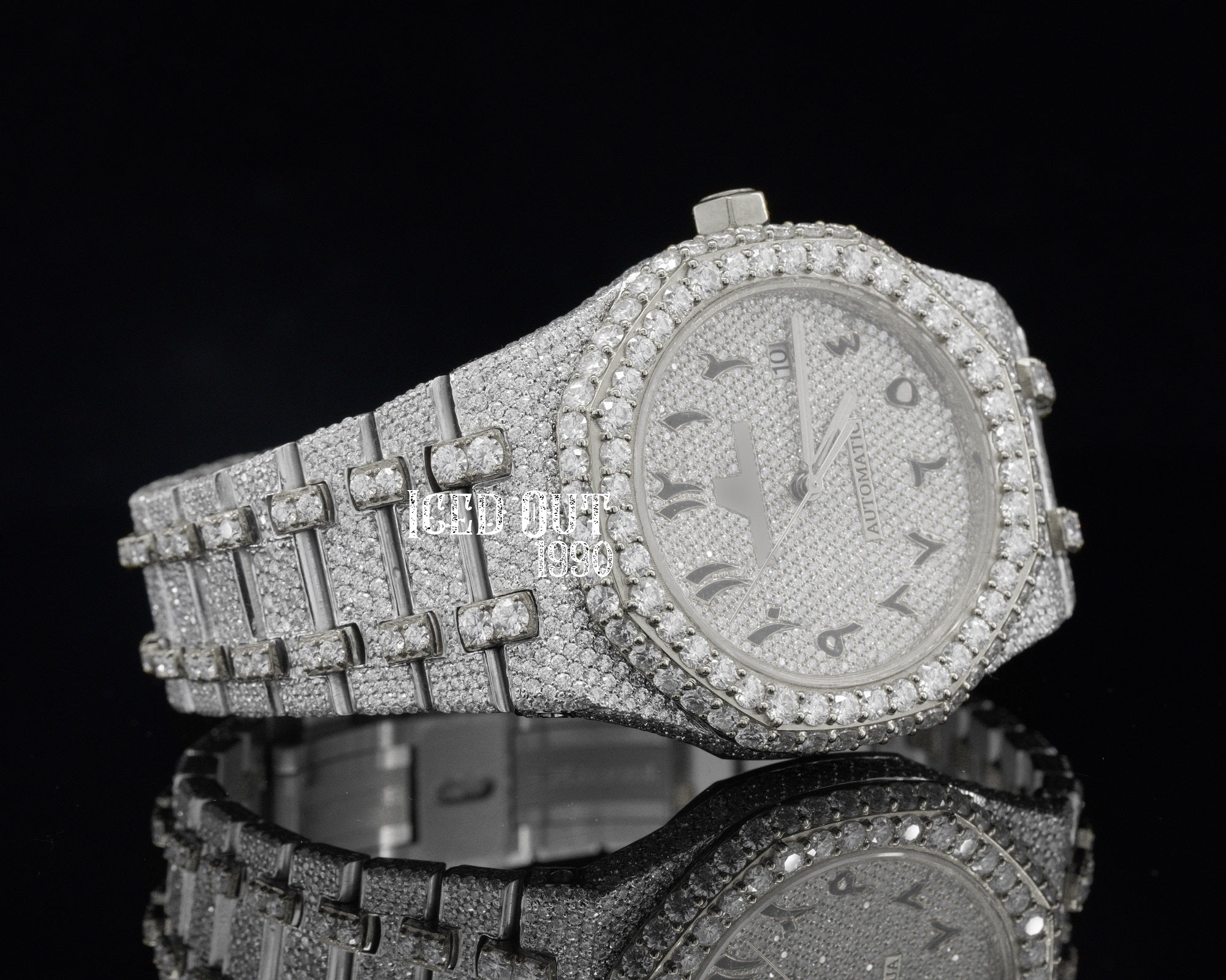 Automatic Moissanite Watch Sapphire Crystal Iced Out Watch