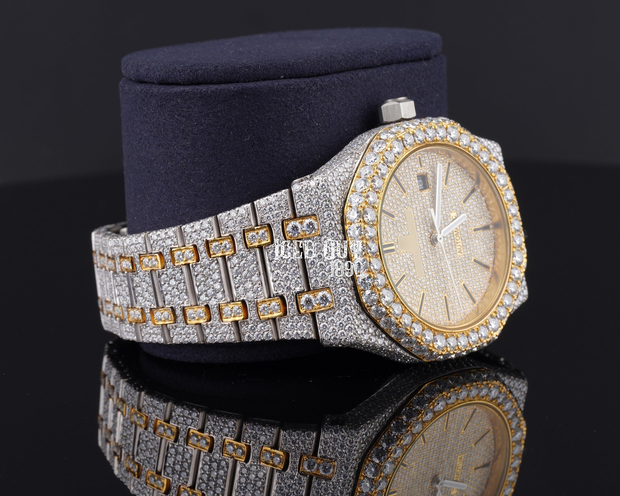 Moissanite Diamond Sapphire Crystal Fully Iced Out Watch