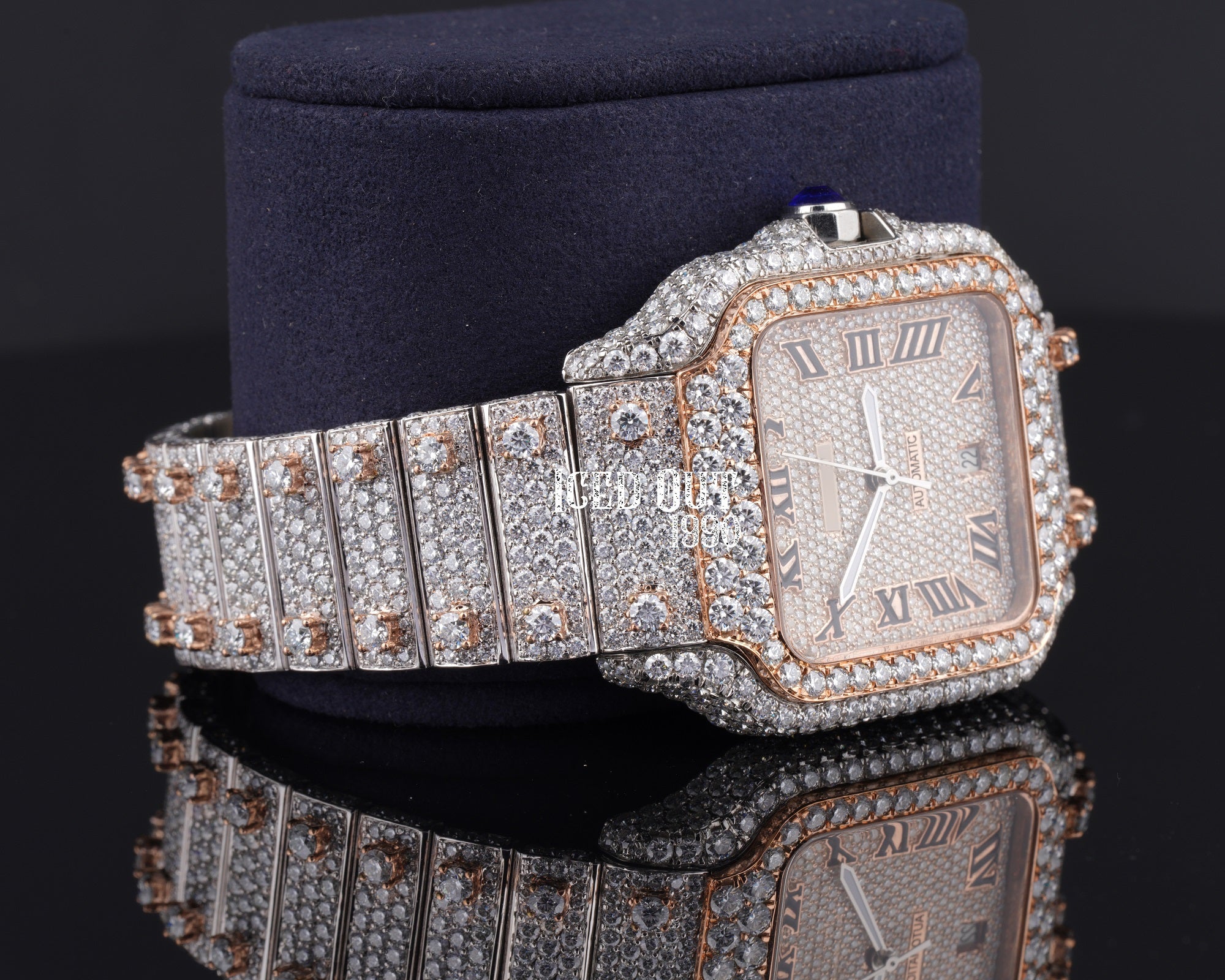 Two Tone Iced Out Moissanite Diamond Hip Hop Watch