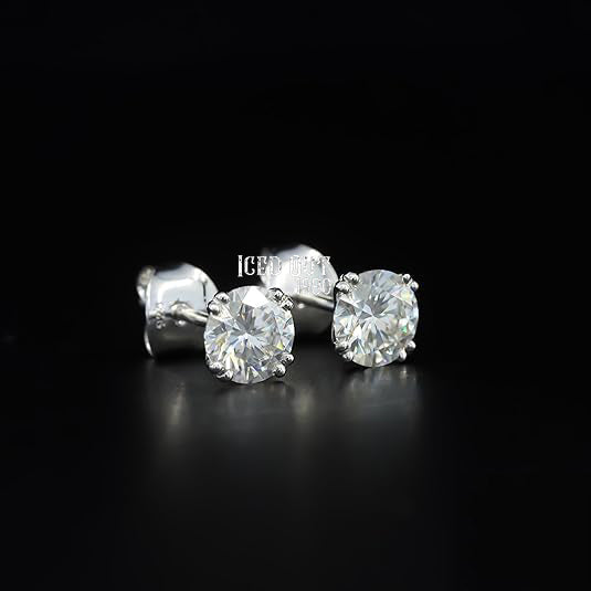 1.50 Carat Moissanite Stud Earrings 925 Sterling Silver Push Back Finding