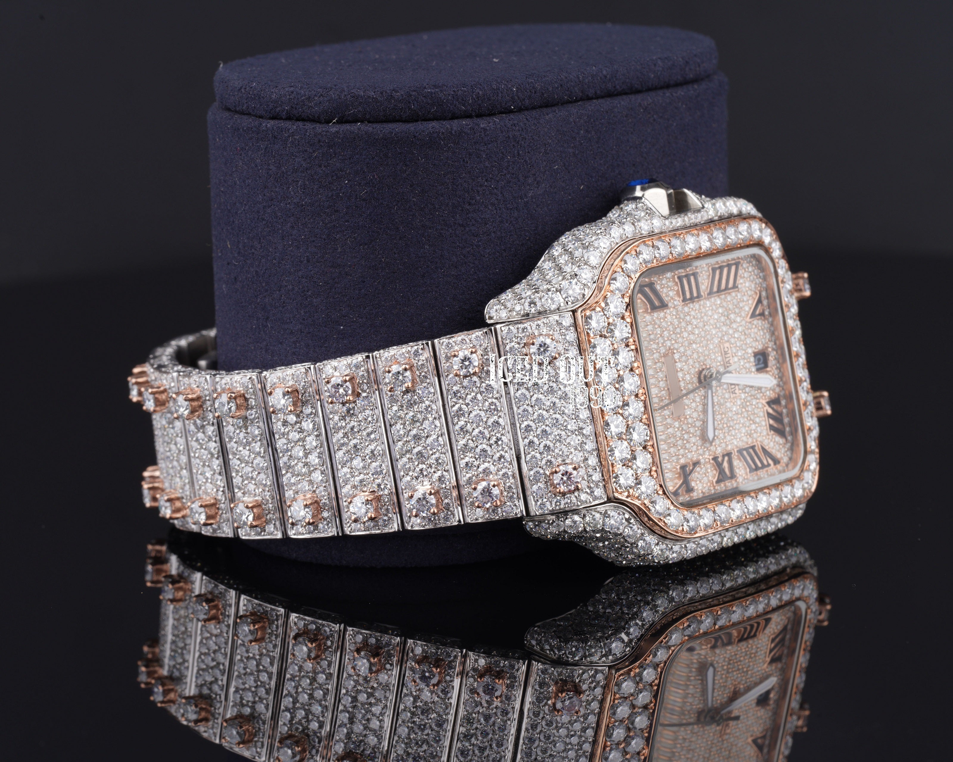 Moissanite Watch For Men Fully Iced Out Stainless Steel Automatic Watch