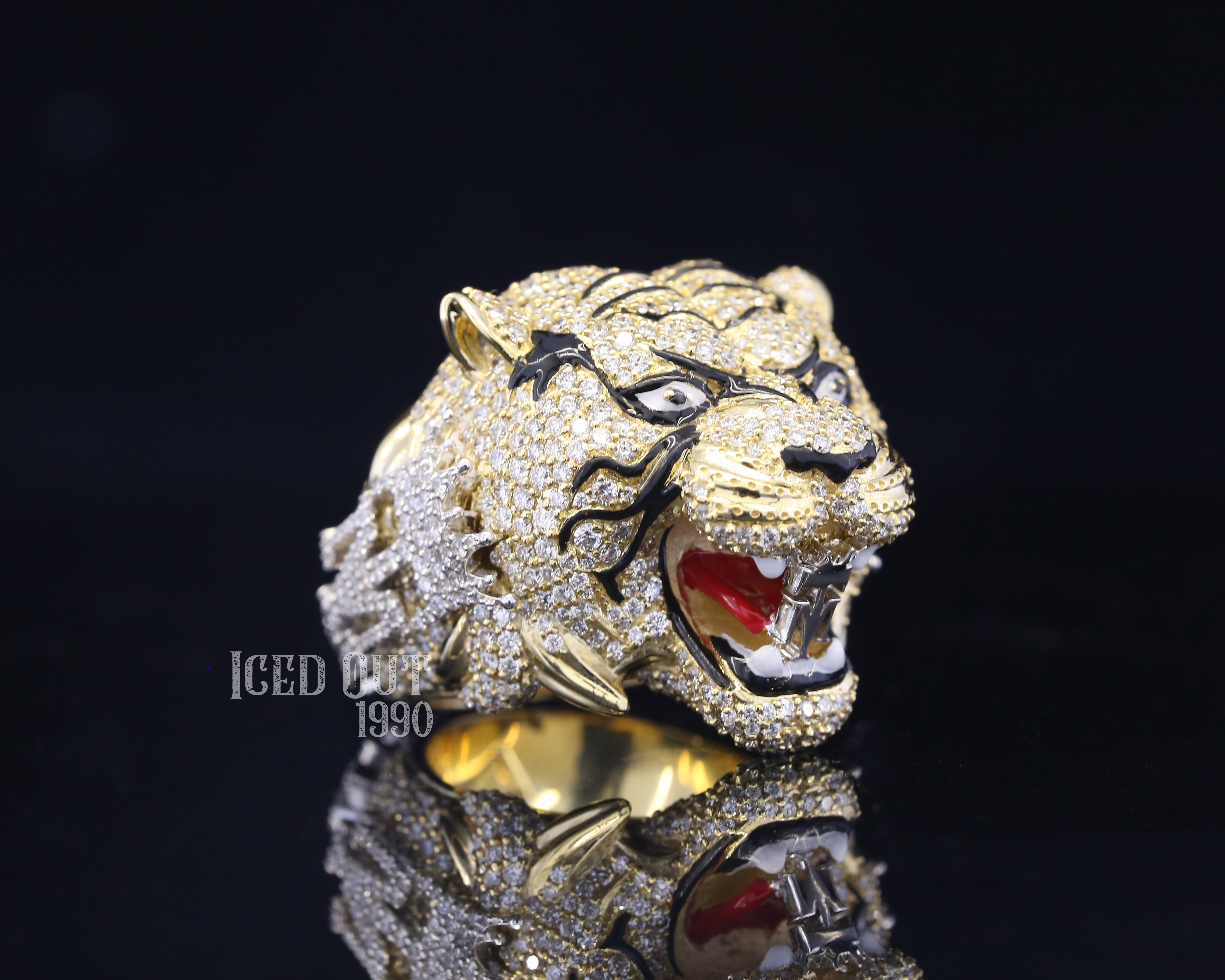 Luxuries Moissanite Ring Hip Hop Iced Out Tiger Ring