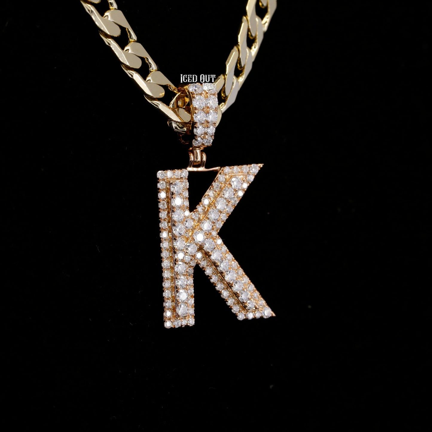 Moissanite Diamond Iced Out Hip Hop K Initial Pendant
