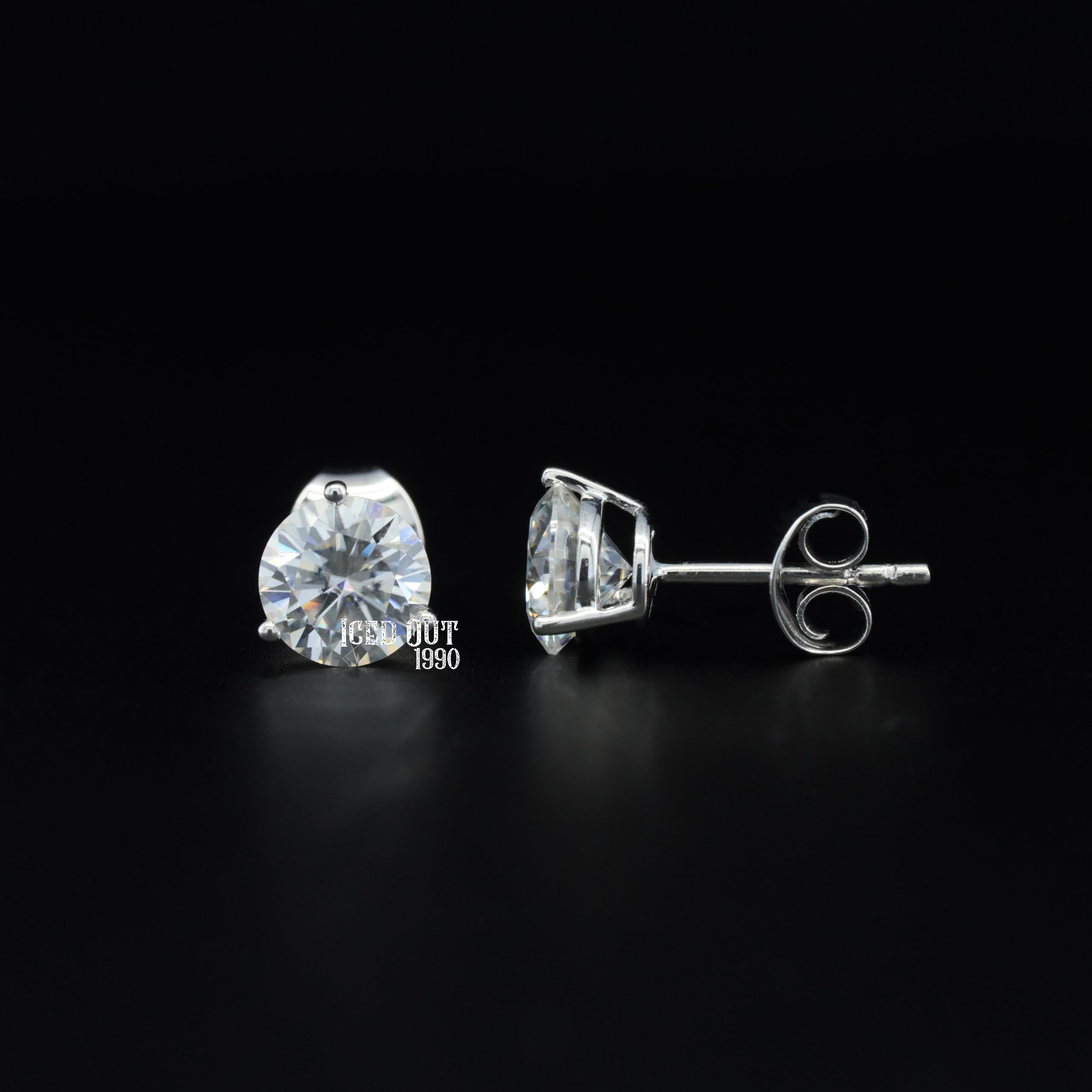 Martini 2 Carat Moissanite Stud Earrings 925 Sterling Silver Push Back Finding