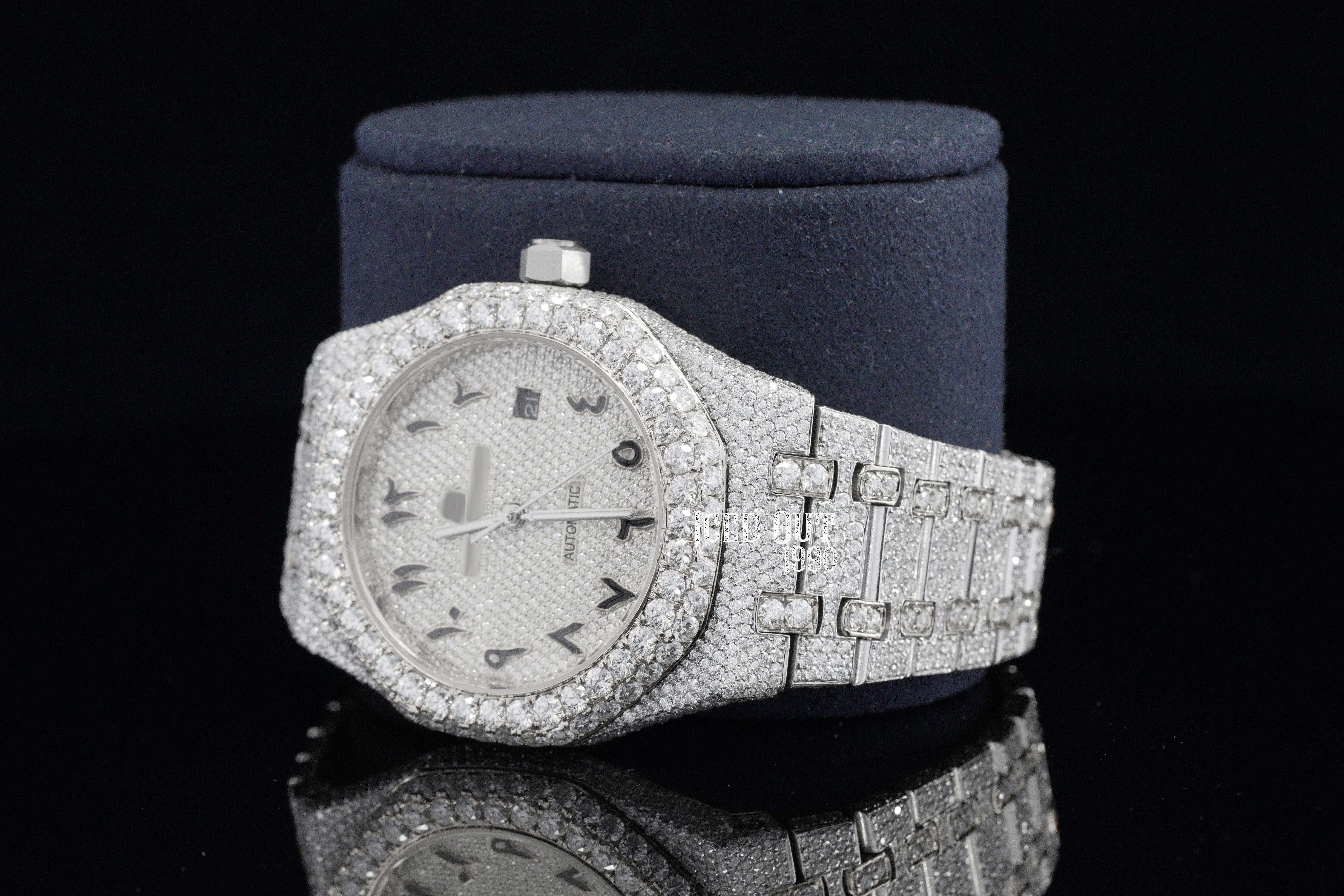 Two Tone Automatic Moissanite Diamond Crystal Iced Out Watch