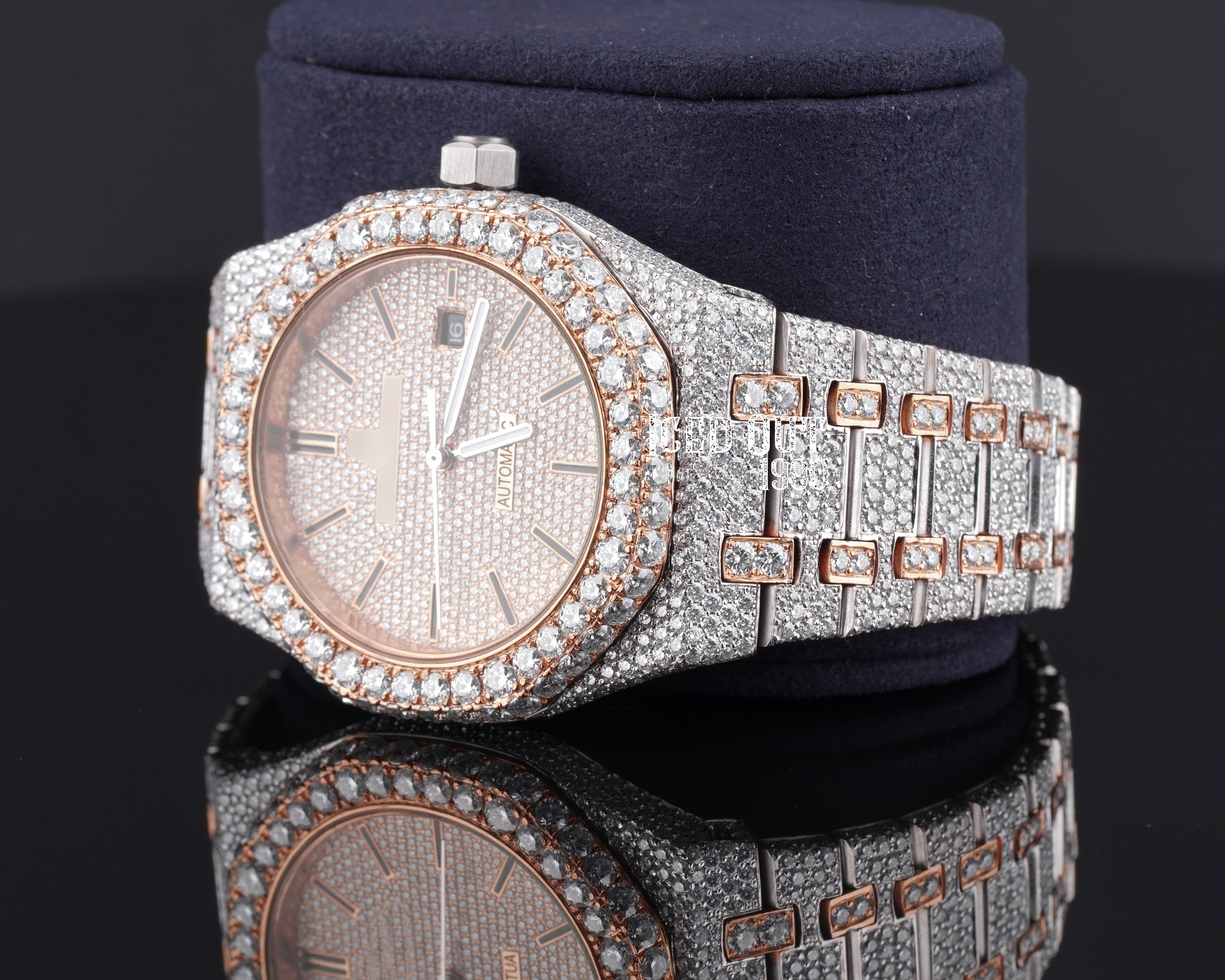 Moissanite Diamond Sapphire Crystal Fully Iced Out Watch