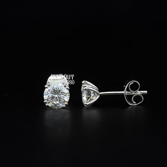 1.50 Carat Moissanite Stud Earrings 925 Sterling Silver Push Back Finding