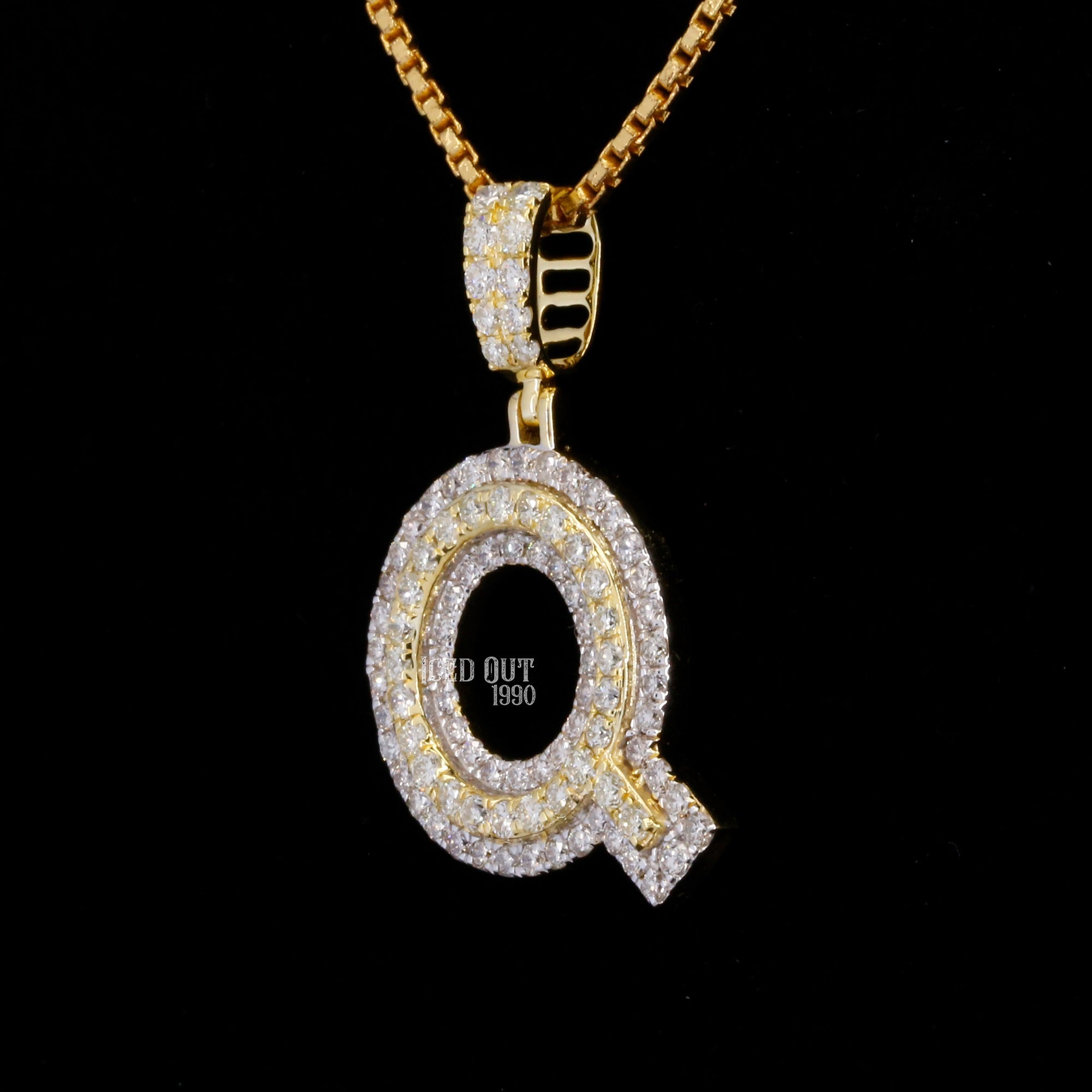 Round Cut Moissanite Iced Out Q Initial Hip Hop Pendant