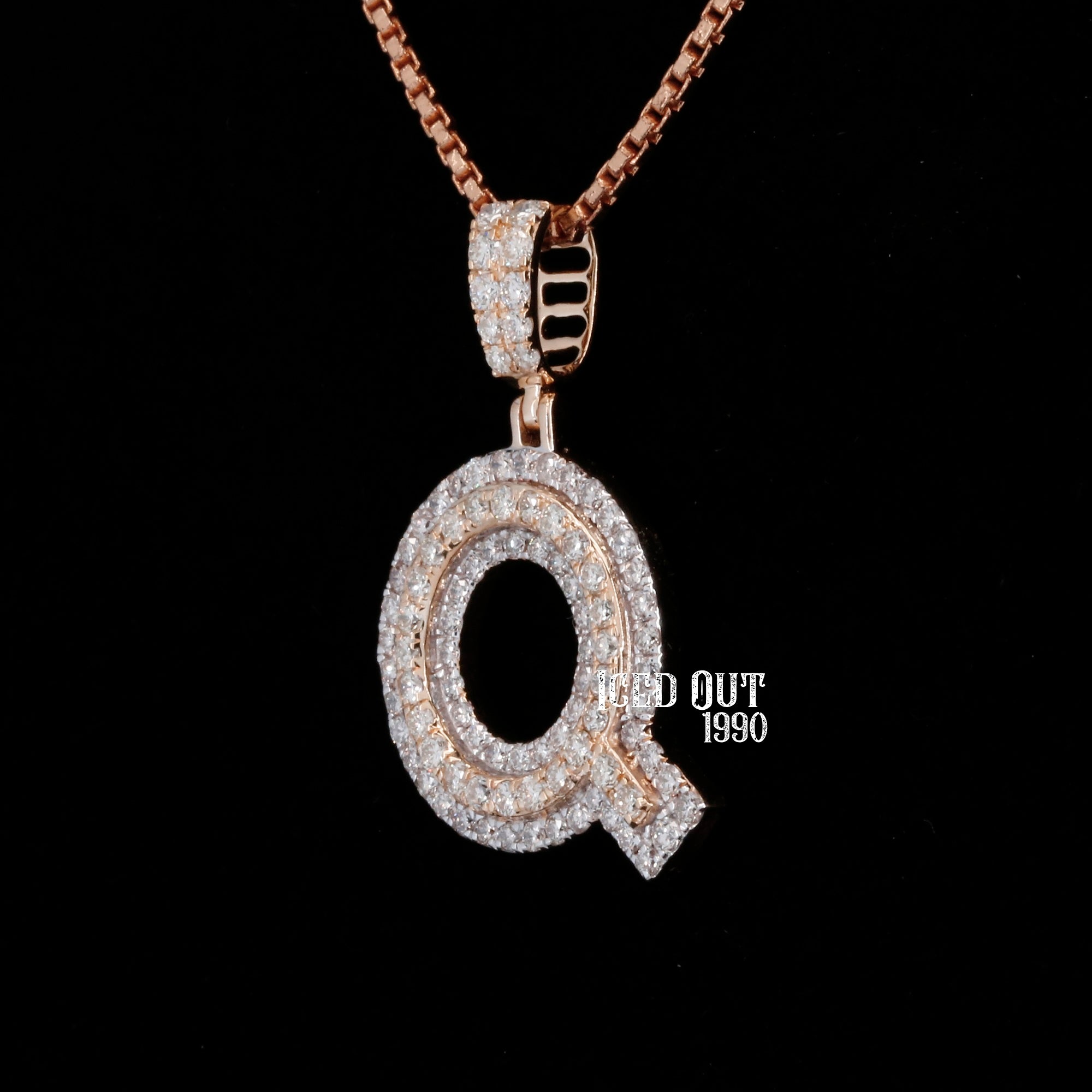 Round Cut Moissanite Iced Out Q Initial Hip Hop Pendant