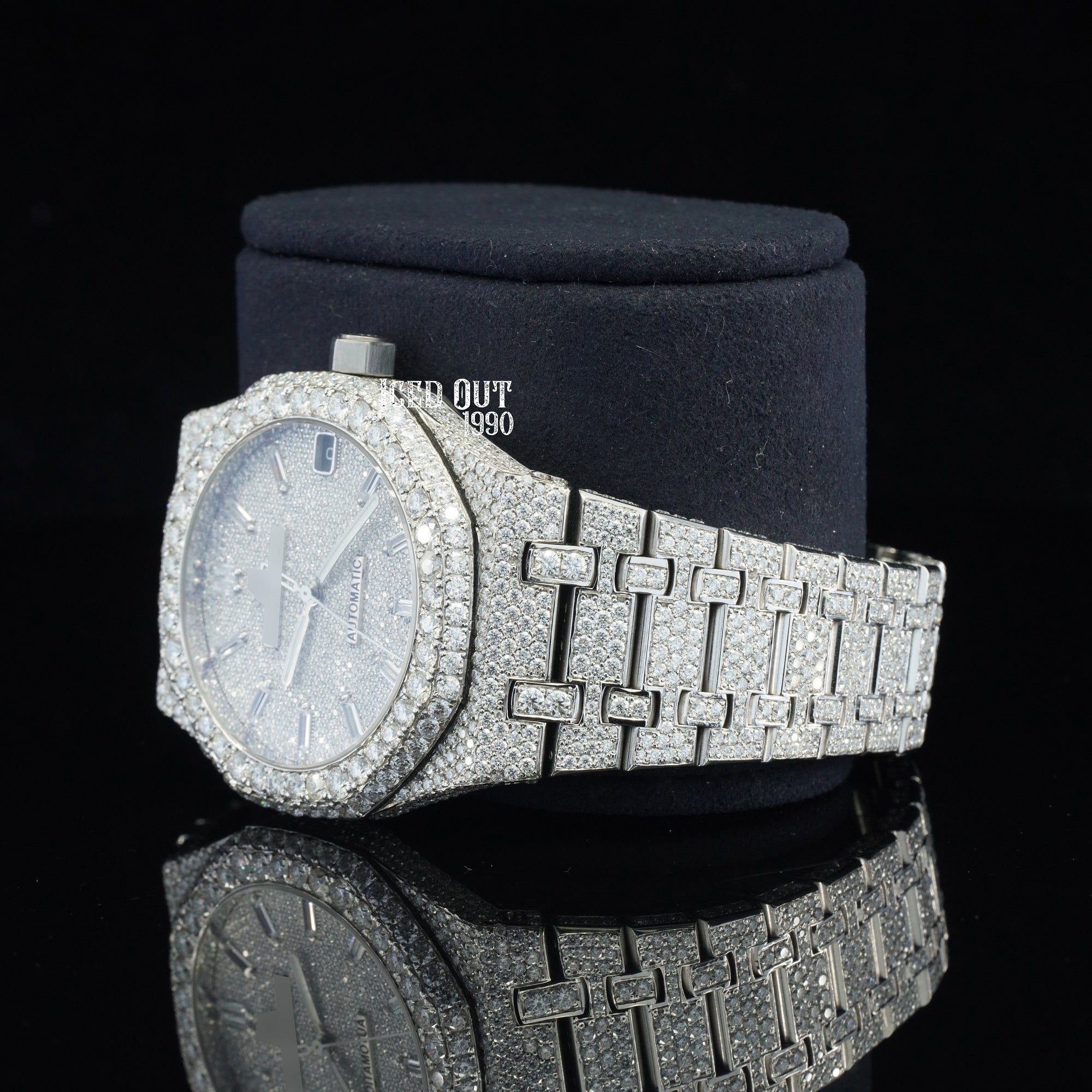 Moissanite Iced Out Watch Automatic Sapphire Crystal Glass