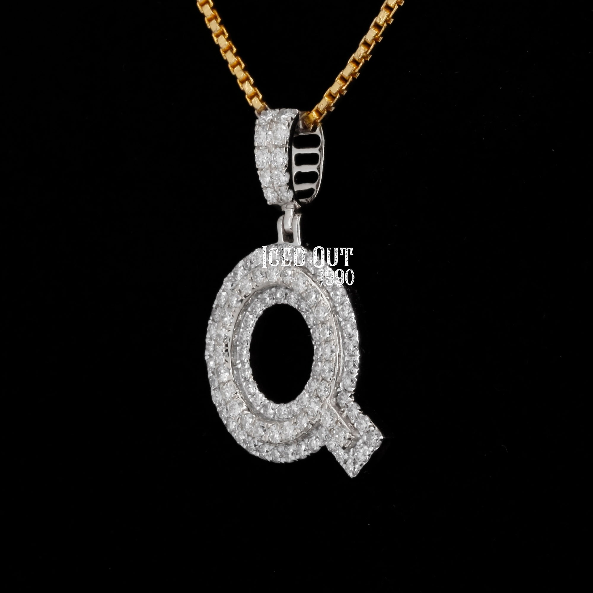 Round Cut Moissanite Iced Out Q Initial Hip Hop Pendant