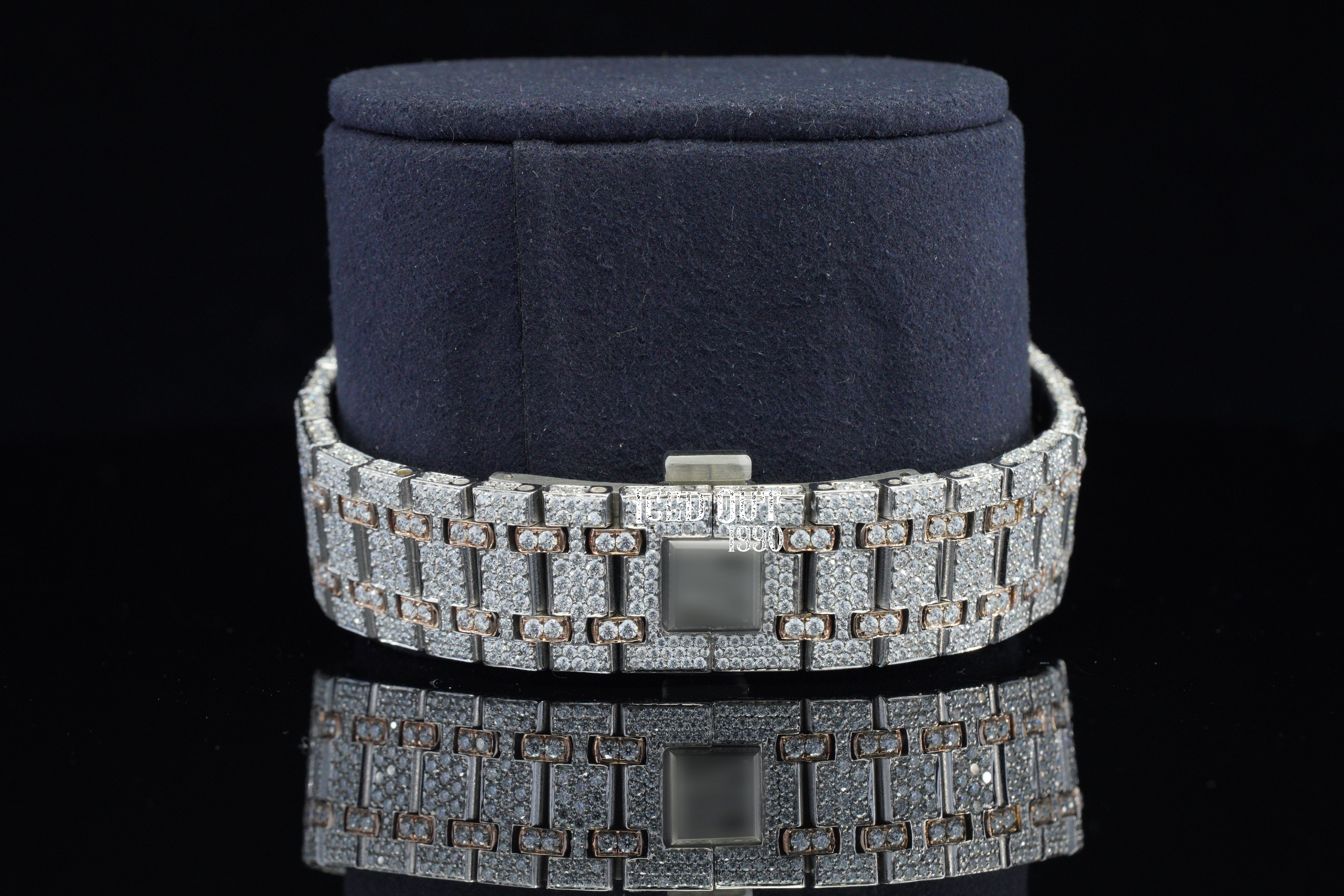 Two Tone Automatic Moissanite Diamond Crystal Iced Out Watch